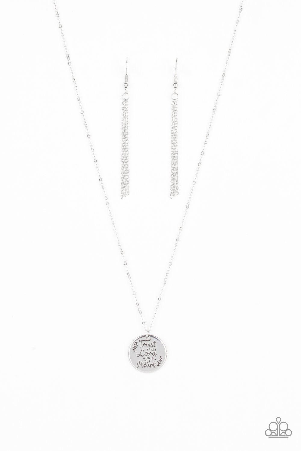 All You Need Is Trust Silver Necklace - Paparazzi Accessories-CarasShop.com - $5 Jewelry by Cara Jewels