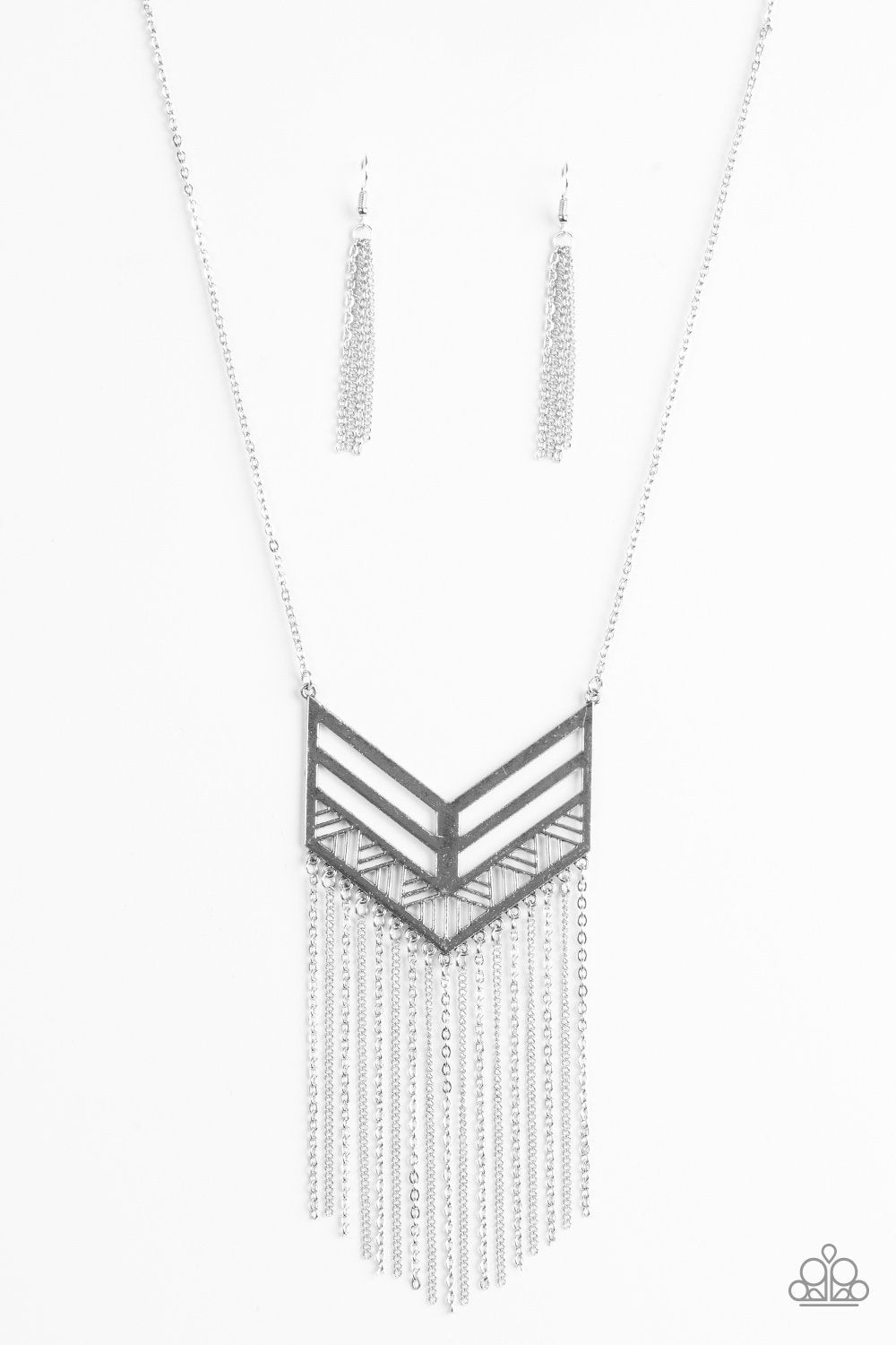 Alpha Attitude Silver Necklace - Paparazzi Accessories-CarasShop.com - $5 Jewelry by Cara Jewels
