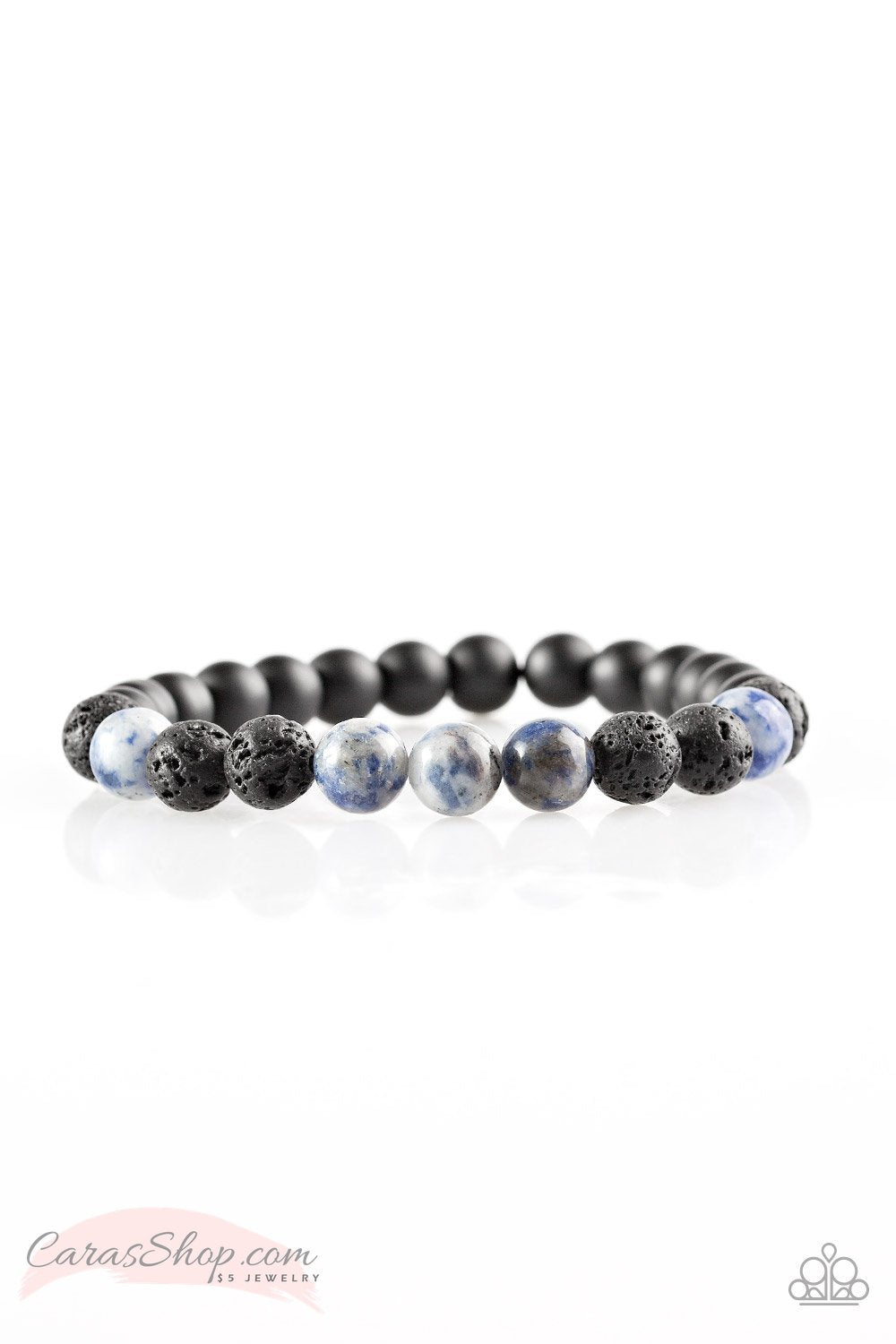 Ambition Blue Lava Rock Stretch Bracelet - Paparazzi Accessories-CarasShop.com - $5 Jewelry by Cara Jewels