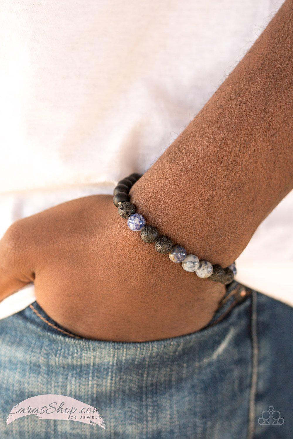 Ambition Blue Lava Rock Stretch Bracelet - Paparazzi Accessories-CarasShop.com - $5 Jewelry by Cara Jewels