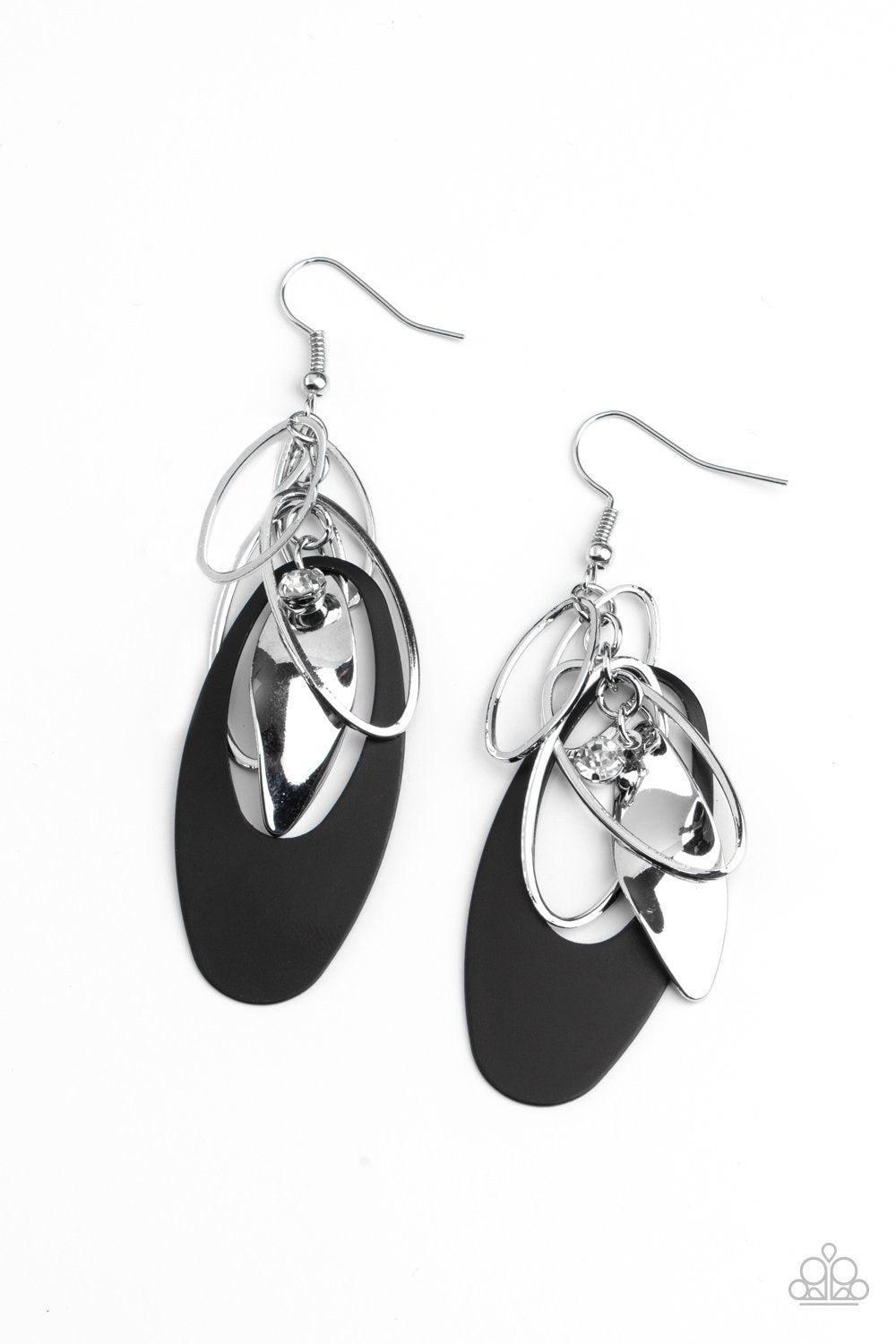 Ambitious Allure Black and Silver Earrings - Paparazzi Accessories- lightbox - CarasShop.com - $5 Jewelry by Cara Jewels