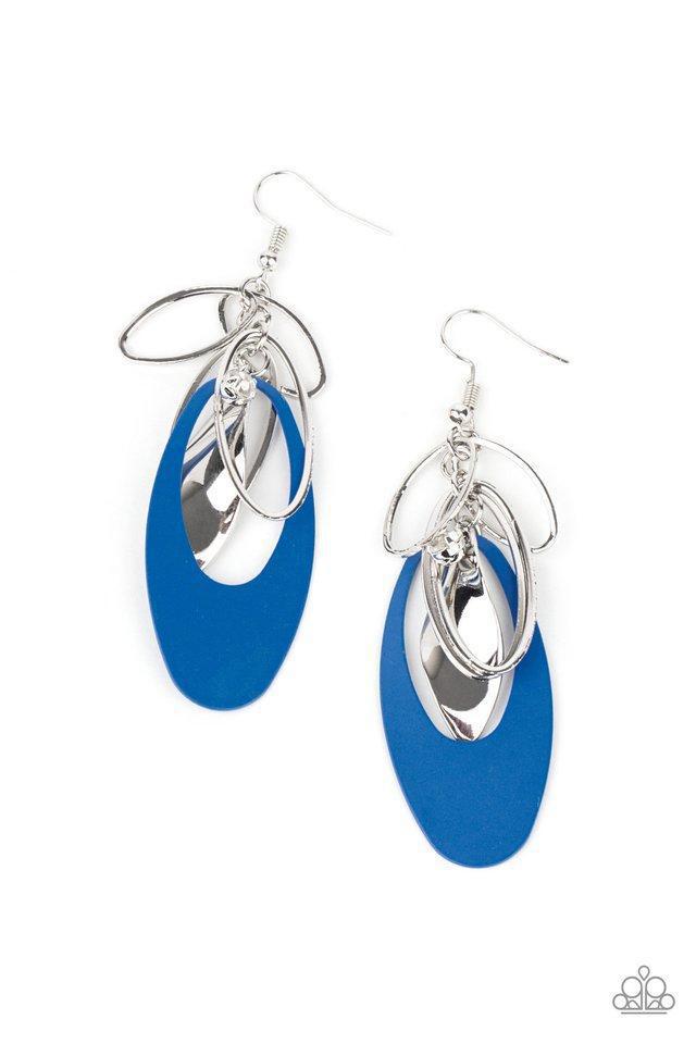 Ambitious Allure Blue and Silver Earrings - Paparazzi Accessories- lightbox - CarasShop.com - $5 Jewelry by Cara Jewels