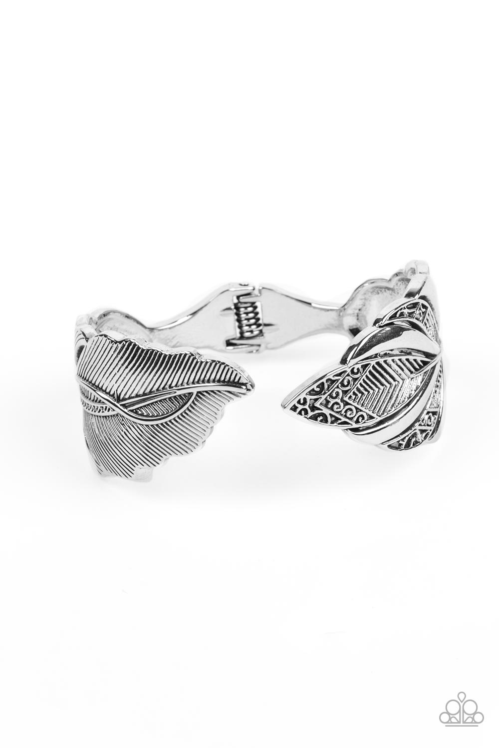 American Art Silver Feather Bracelet - Paparazzi Accessories- lightbox - CarasShop.com - $5 Jewelry by Cara Jewels