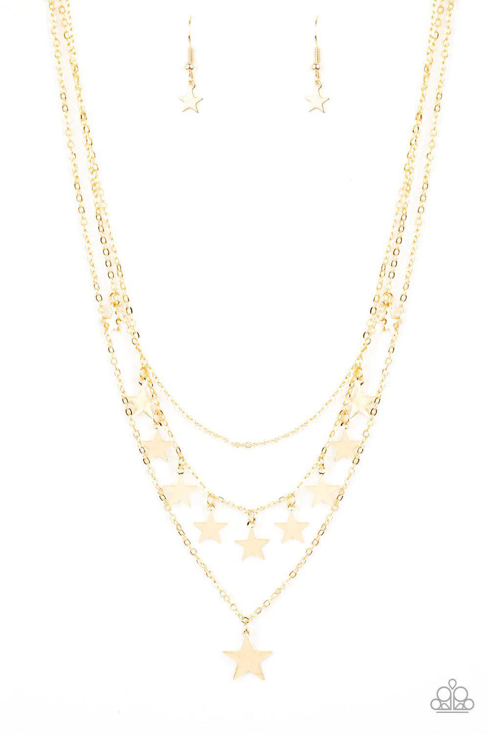 Americana Girl Gold Necklace - Paparazzi Accessories- lightbox - CarasShop.com - $5 Jewelry by Cara Jewels