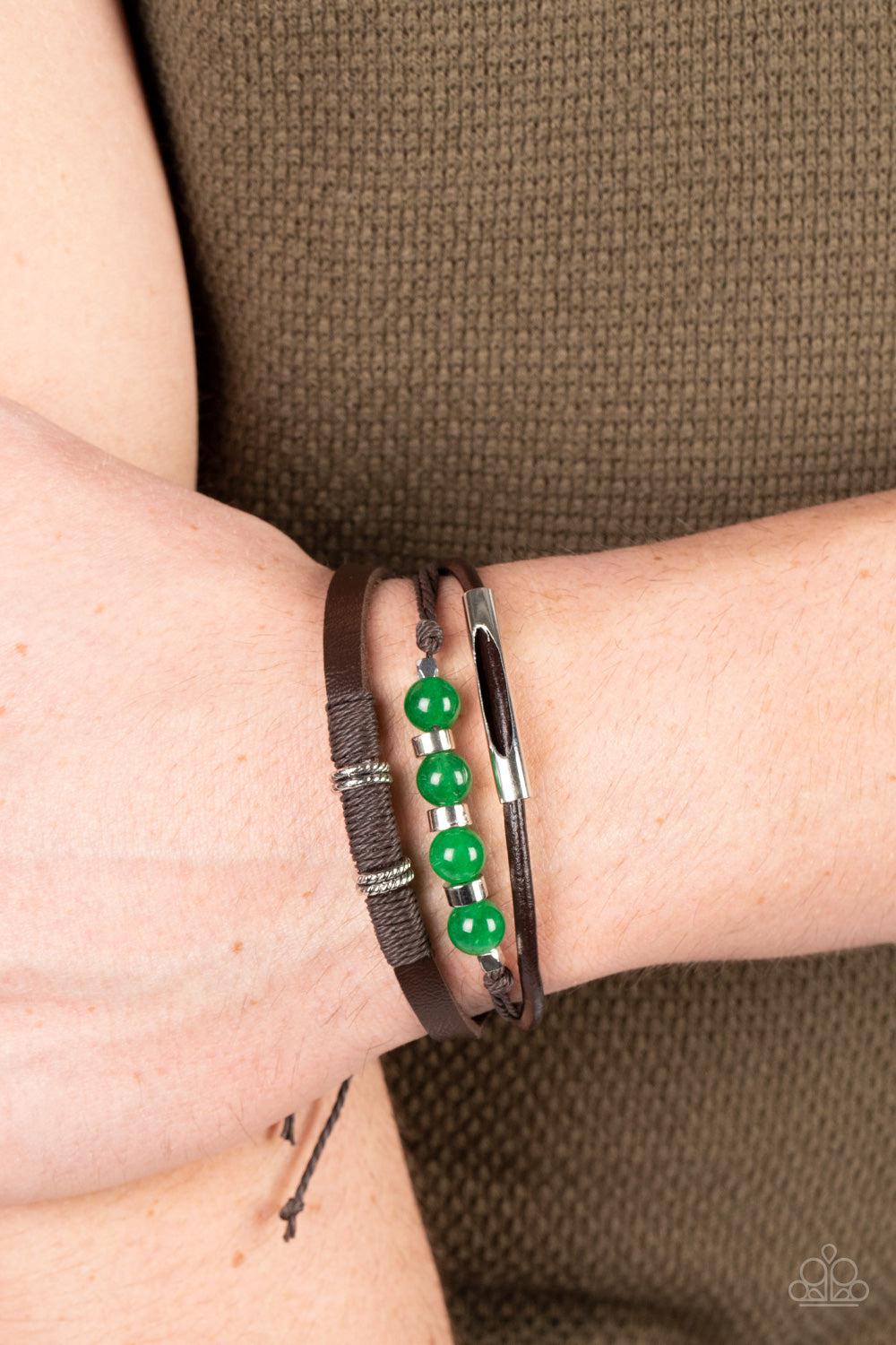 Amplified Aloha Green Urban Slide Bracelet - Paparazzi Accessories-on model - CarasShop.com - $5 Jewelry by Cara Jewels