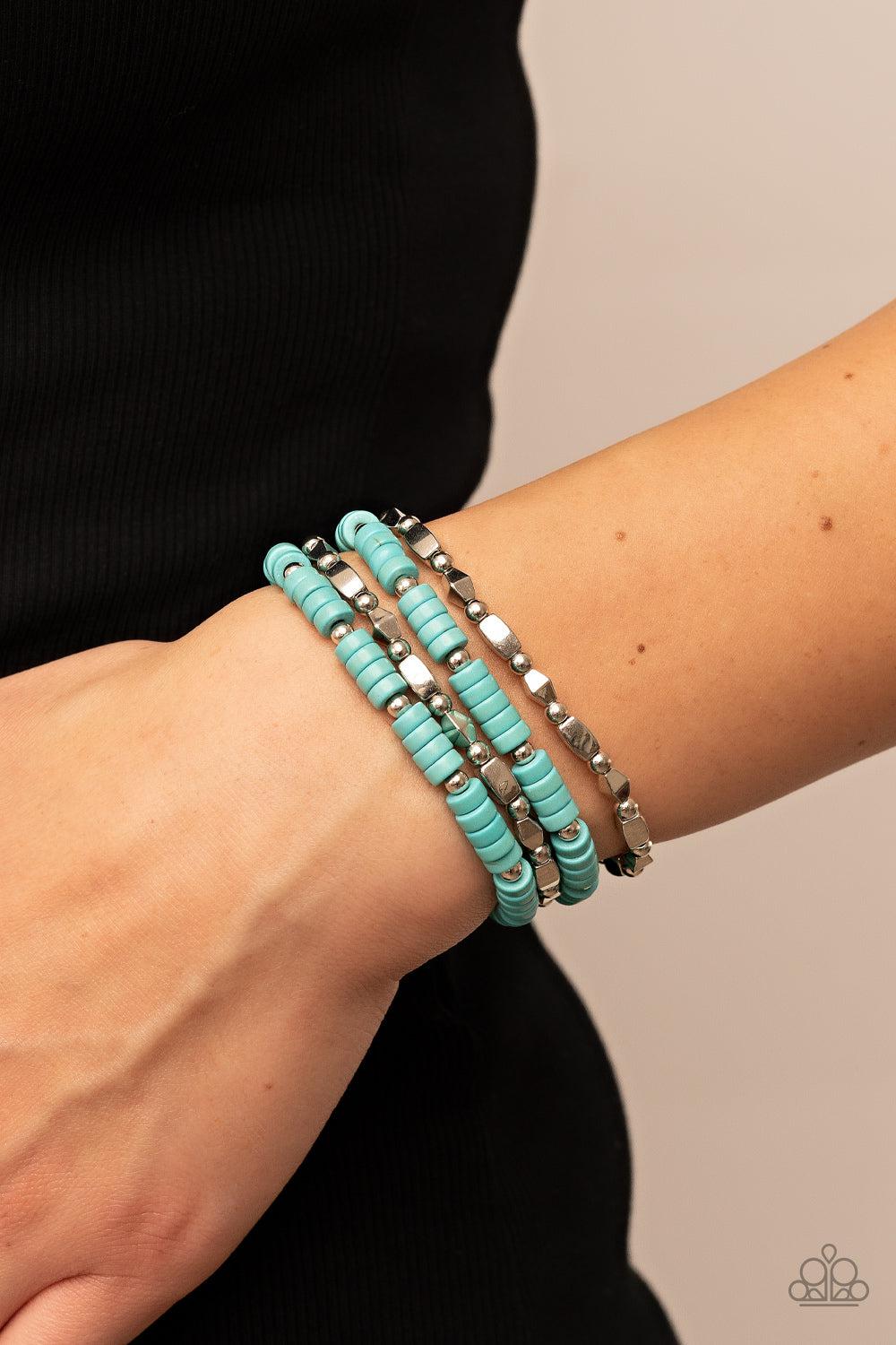 Anasazi Apothecary Turquoise Blue Stone Bracelet - Paparazzi Accessories-on model - CarasShop.com - $5 Jewelry by Cara Jewels