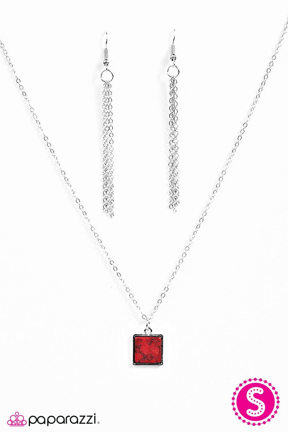 Anasazi Cliffs Red Stone Necklace - Paparazzi Accessories-CarasShop.com - $5 Jewelry by Cara Jewels