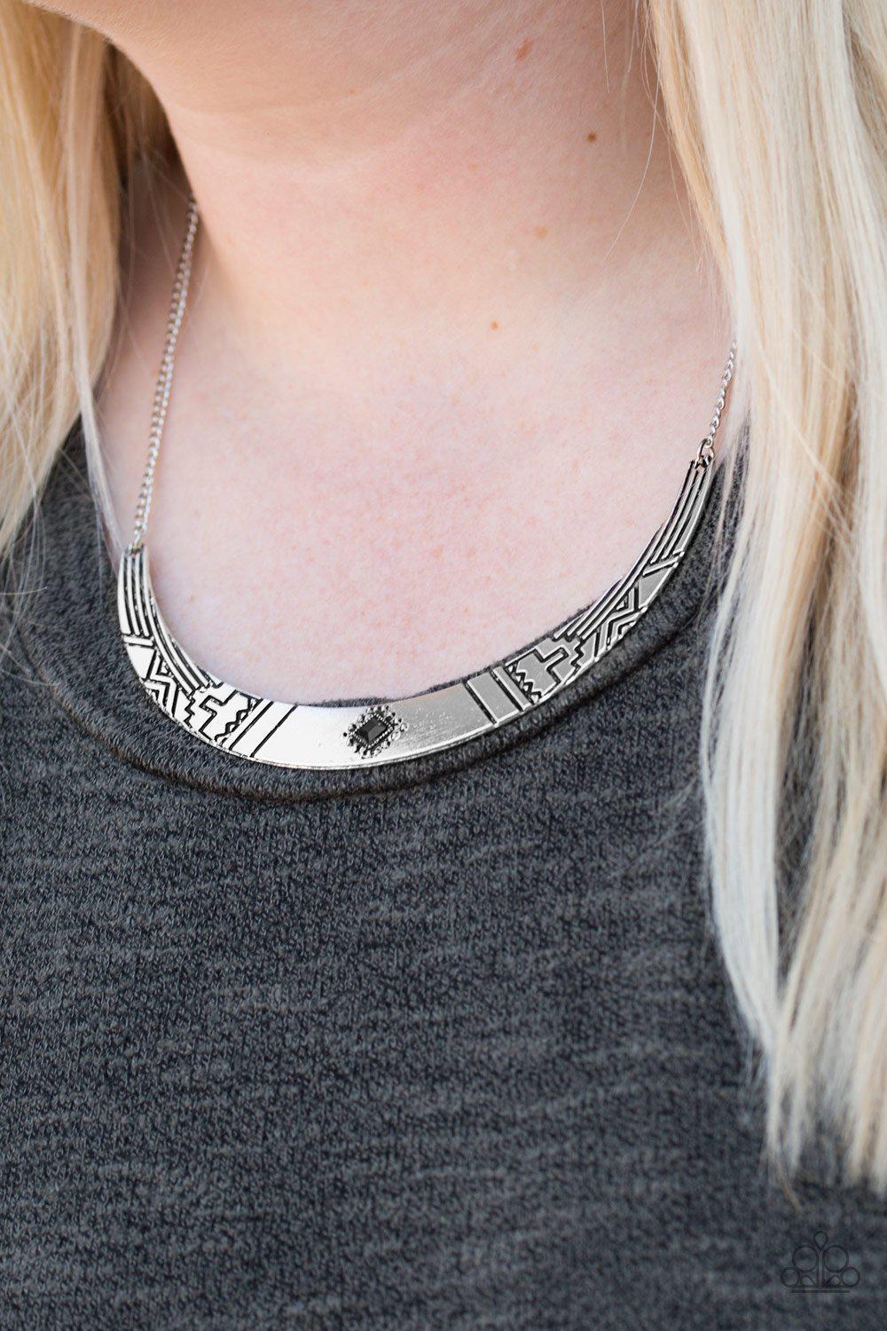 Arizona Adventure Silver and Black Necklace - Paparazzi Accessories-CarasShop.com - $5 Jewelry by Cara Jewels