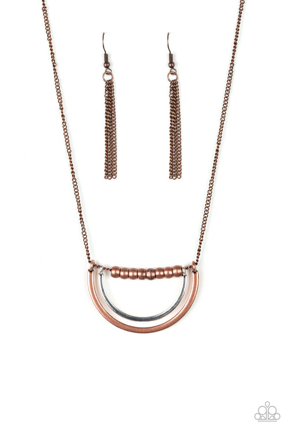 Artificial Arches Copper Necklace - Paparazzi Accessories - lightbox -CarasShop.com - $5 Jewelry by Cara Jewels