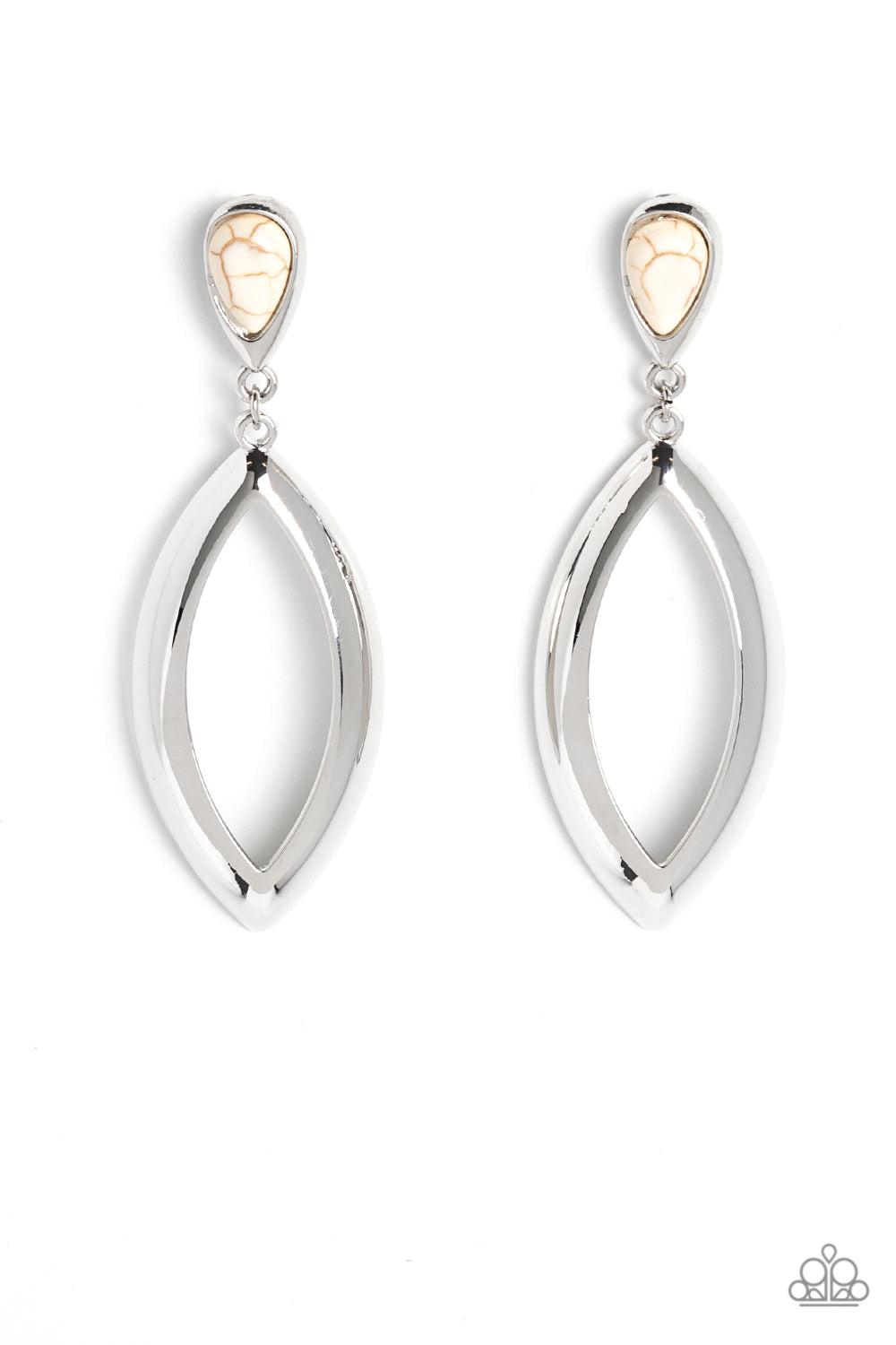 Artisan Anthem White Stone Earrings - Paparazzi Accessories- lightbox - CarasShop.com - $5 Jewelry by Cara Jewels