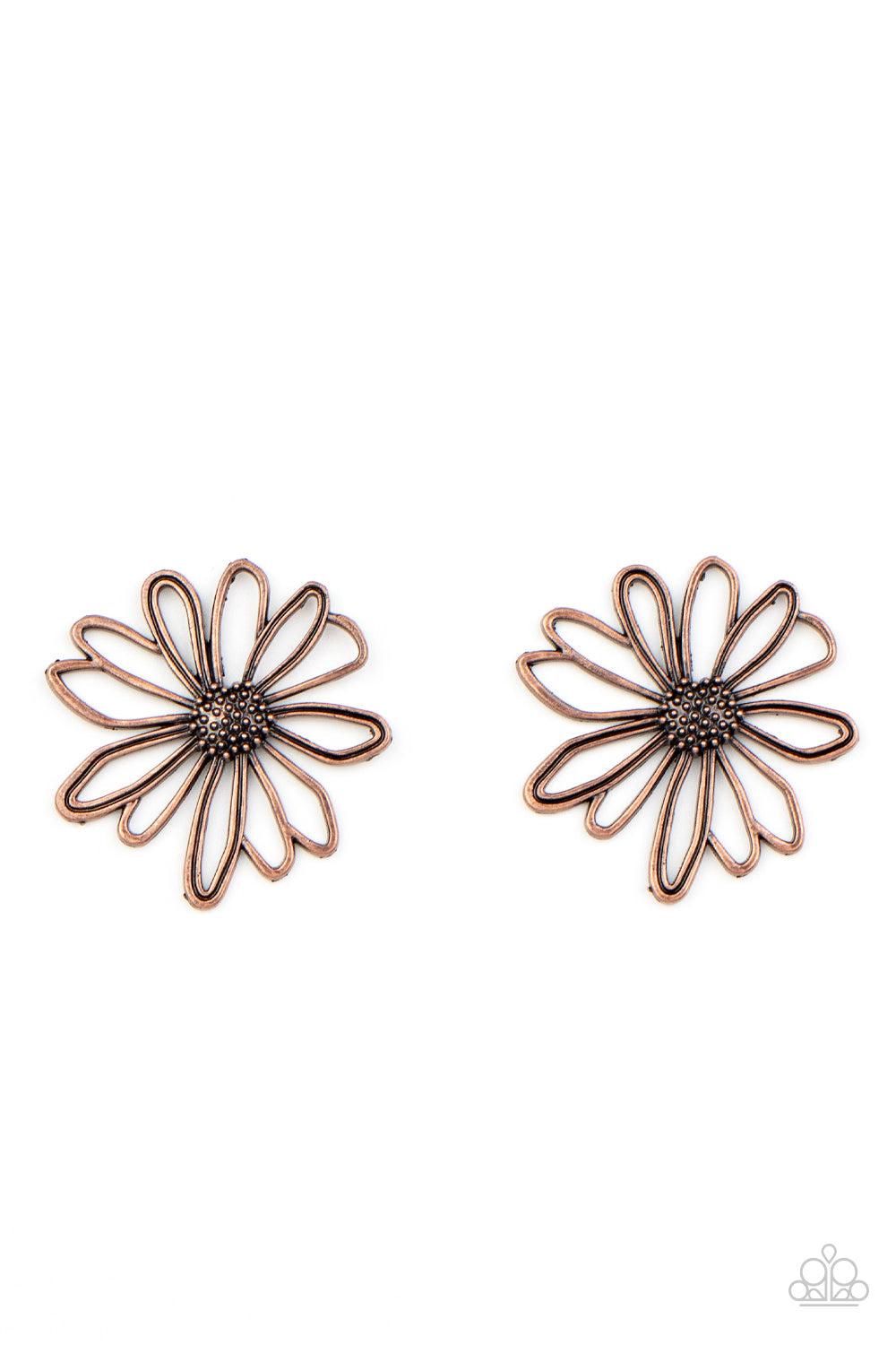 Artisan Arbor Copper Flower Earrings - Paparazzi Accessories- lightbox - CarasShop.com - $5 Jewelry by Cara Jewels