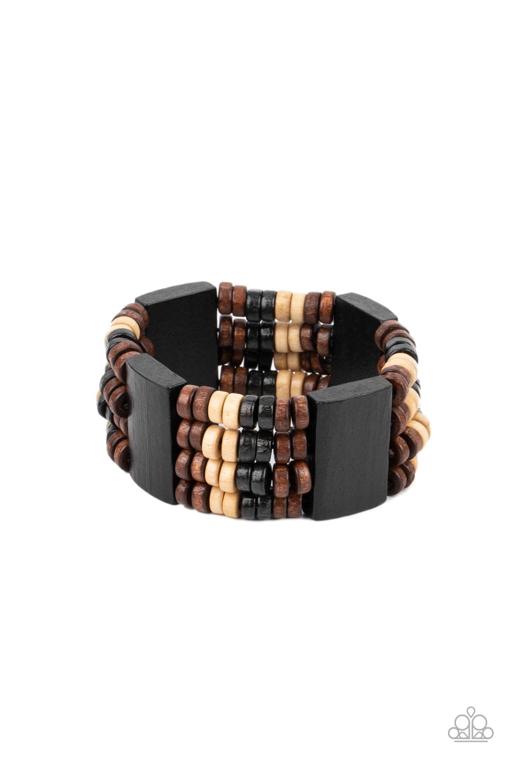 Aruba Attire Black & Brown Wood Bracelet - Paparazzi Accessories- lightbox - CarasShop.com - $5 Jewelry by Cara Jewels