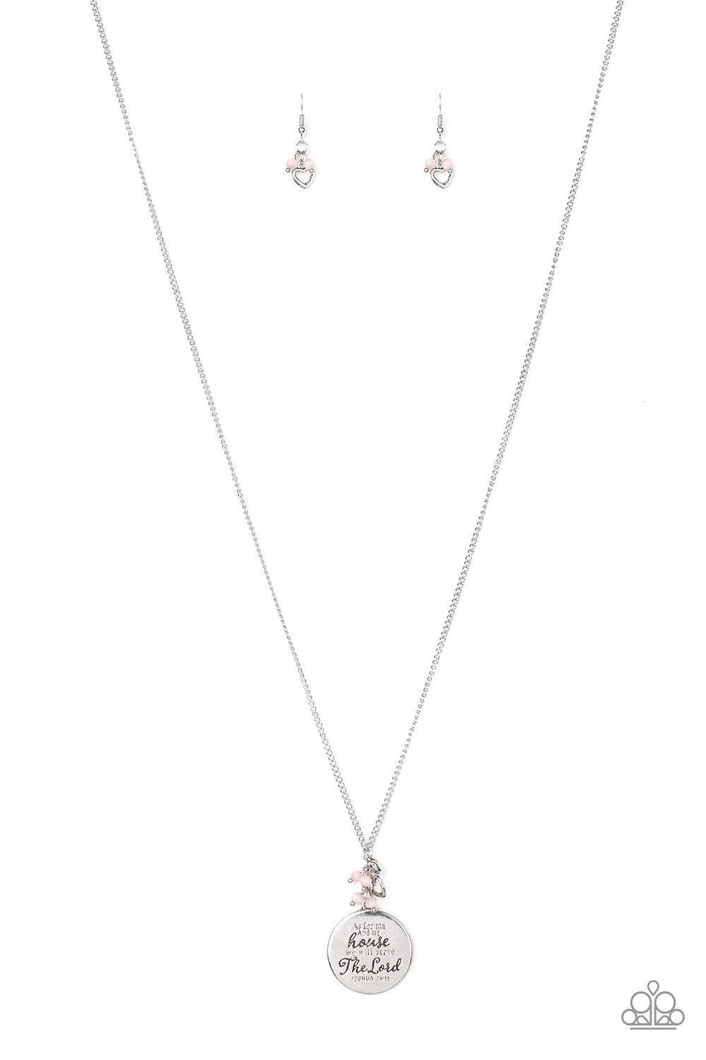 As For Me Pink and Silver Inspirational Necklace - Paparazzi Accessories-CarasShop.com - $5 Jewelry by Cara Jewels