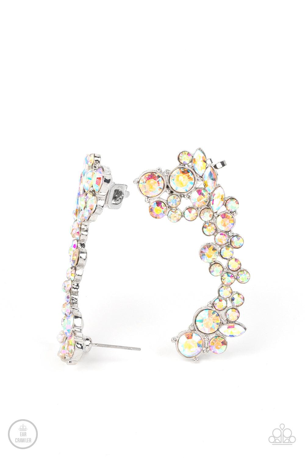 Astronomical Allure Multi Iridescent Gem Ear Crawler Earrings - Paparazzi Accessories- lightbox - CarasShop.com - $5 Jewelry by Cara Jewels