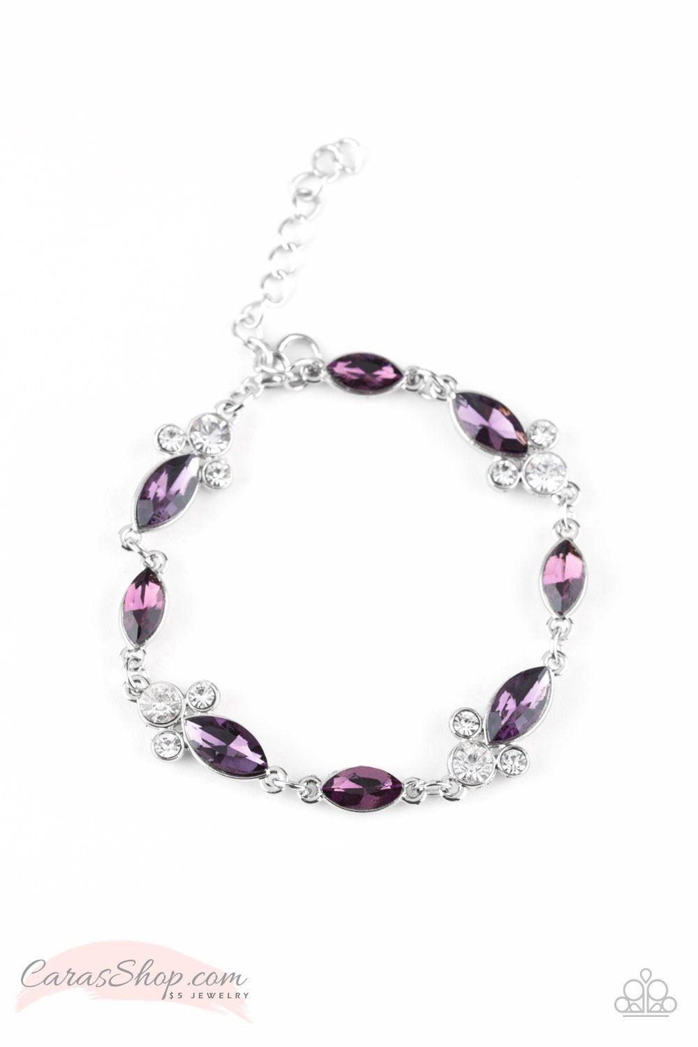 At Any Cost Purple and White Gem Bracelet - Paparazzi Accessories-CarasShop.com - $5 Jewelry by Cara Jewels