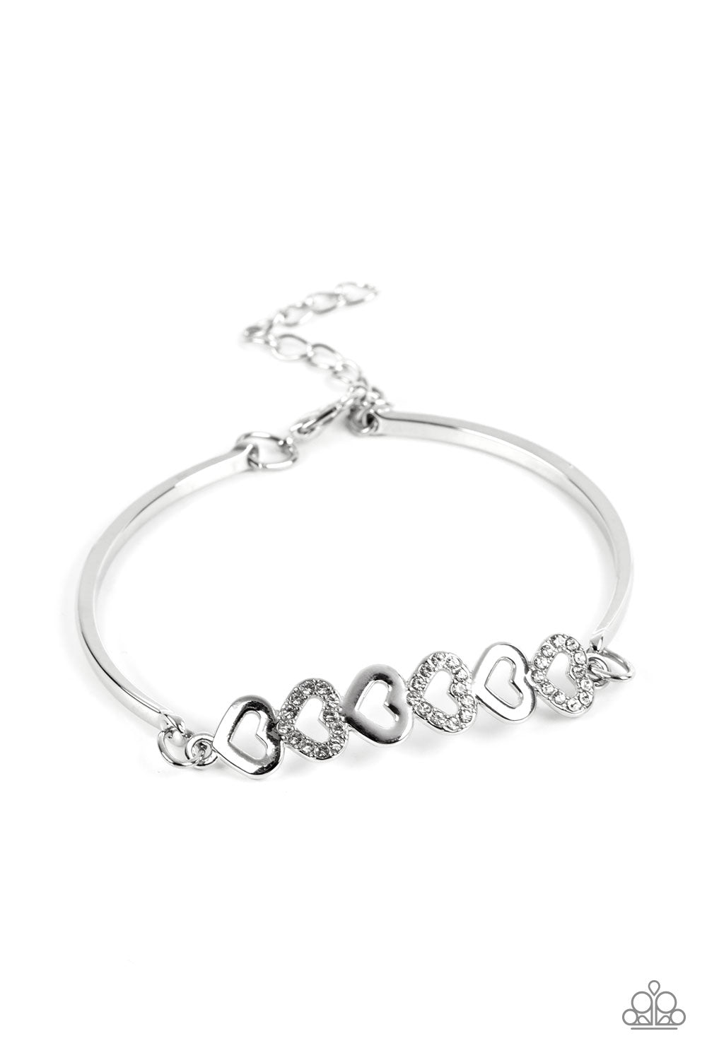 Attentive Admirer White Heart Bracelet - Paparazzi Accessories- lightbox - CarasShop.com - $5 Jewelry by Cara Jewels