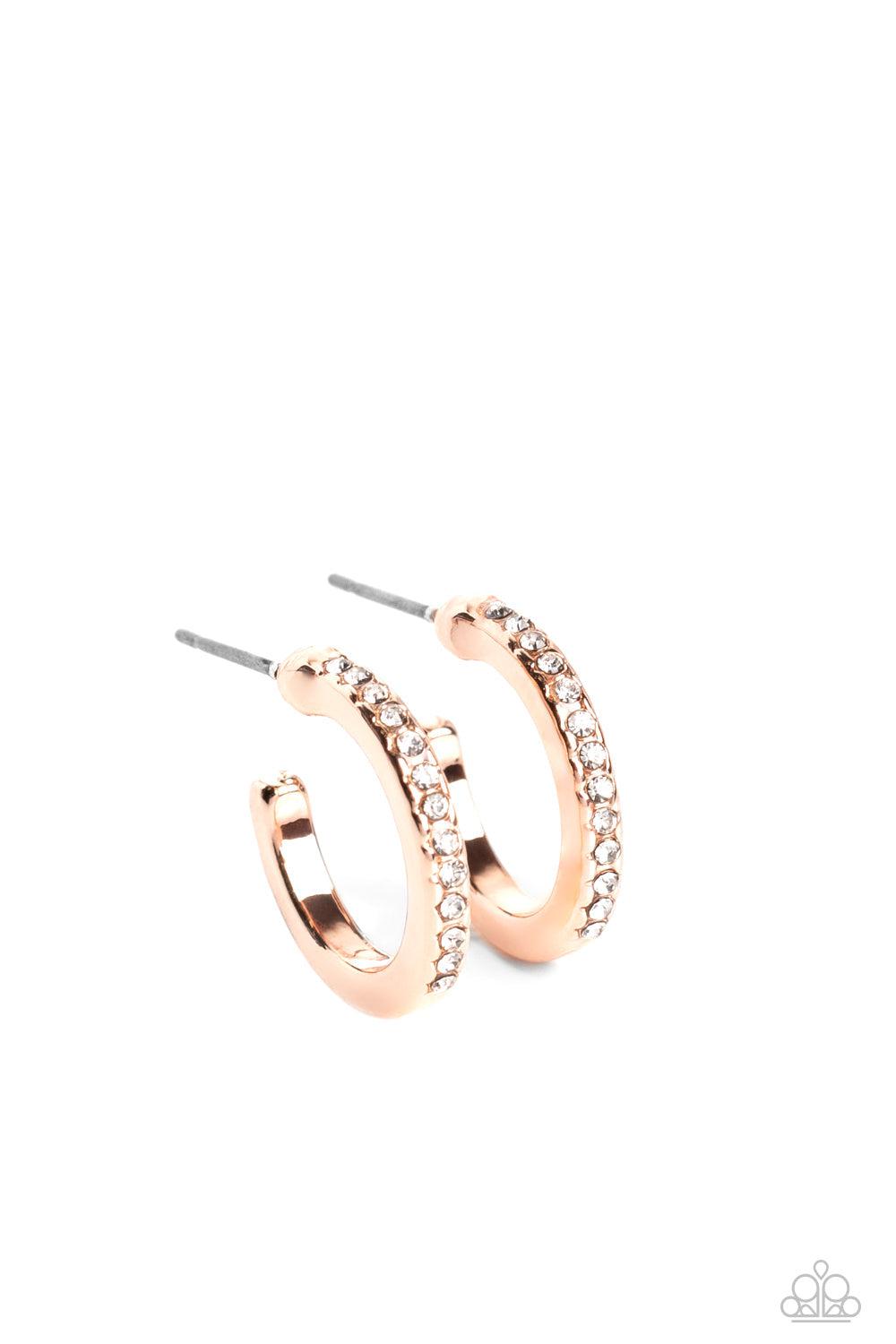 Audaciously Angelic Rose Gold Hoop Earrings - Paparazzi Accessories- lightbox - CarasShop.com - $5 Jewelry by Cara Jewels