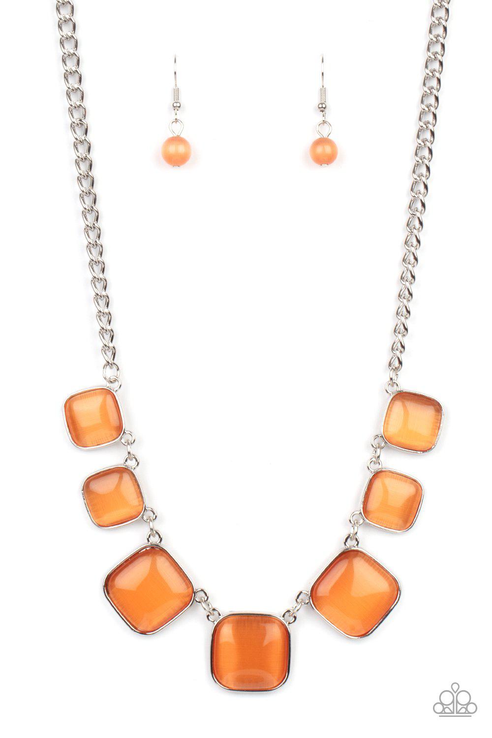 Aura Allure Orange Cat&#39;s Eye Stone Necklace - Paparazzi Accessories- lightbox - CarasShop.com - $5 Jewelry by Cara Jewels