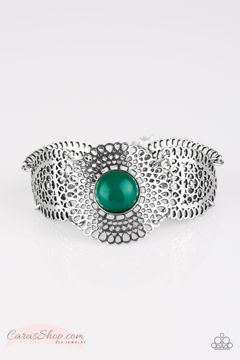 Avant-VANGUARD Green and Silver Bracelet - Paparazzi Accessories-CarasShop.com - $5 Jewelry by Cara Jewels