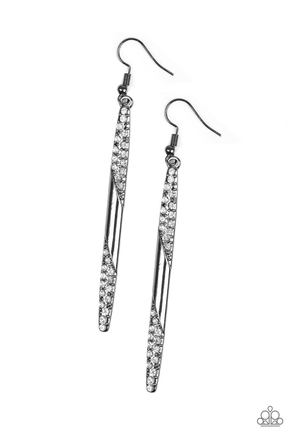 Award Show Attitude Gunmetal Black Earrings - Paparazzi Accessories-CarasShop.com - $5 Jewelry by Cara Jewels