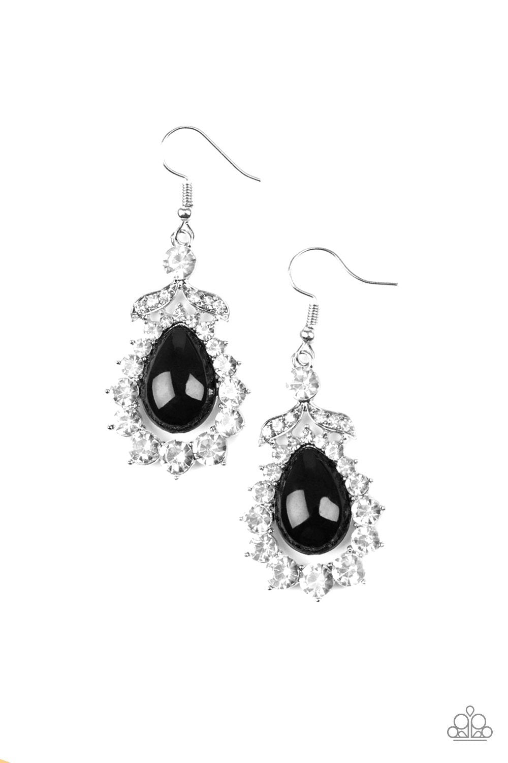 Award Winning Shimmer Black and White Rhinestone Earrings - Paparazzi Accessories - lightbox -CarasShop.com - $5 Jewelry by Cara Jewels