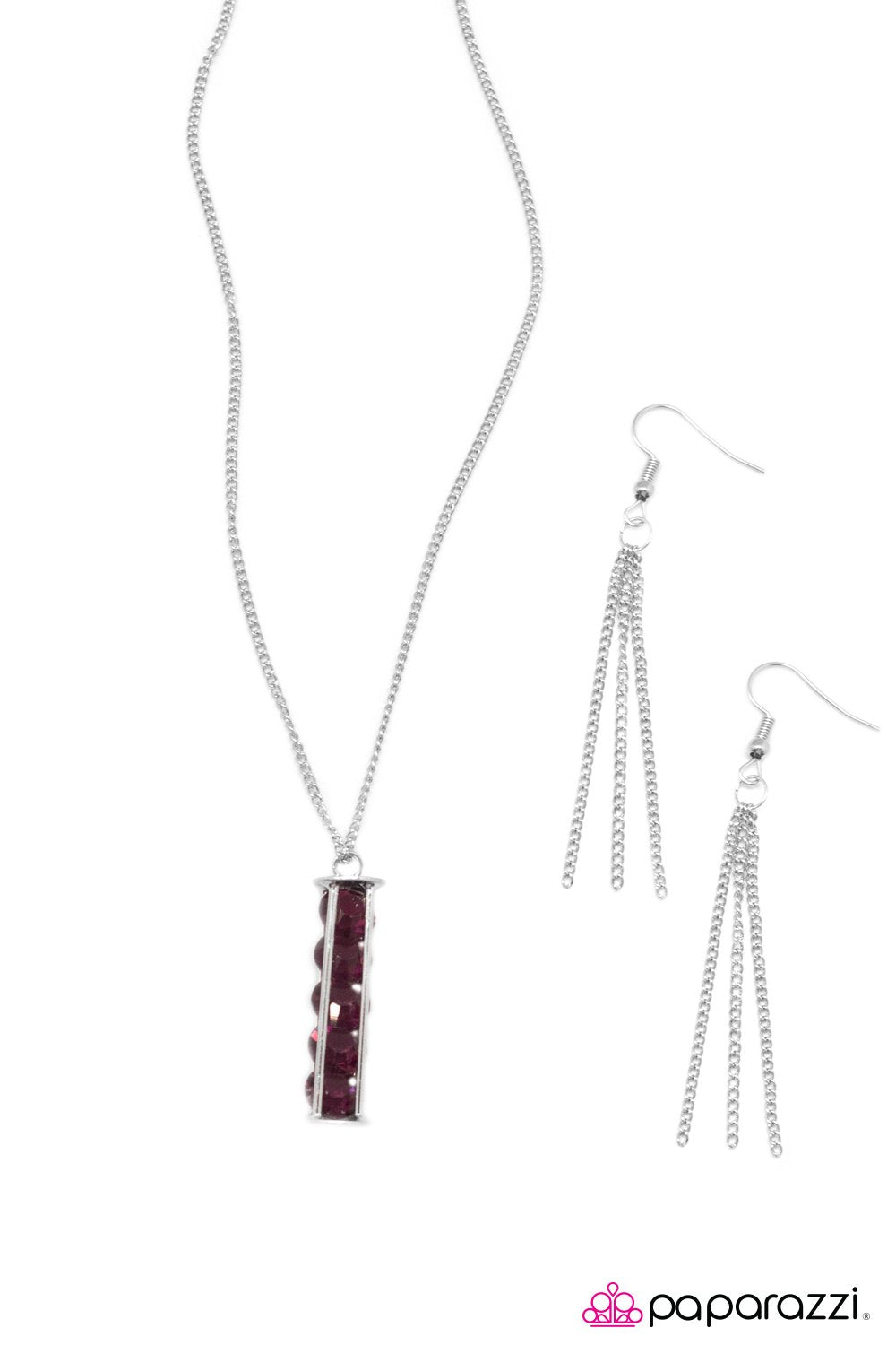 Awestruck Silver and Purple Necklace - Paparazzi Accessories-CarasShop.com - $5 Jewelry by Cara Jewels
