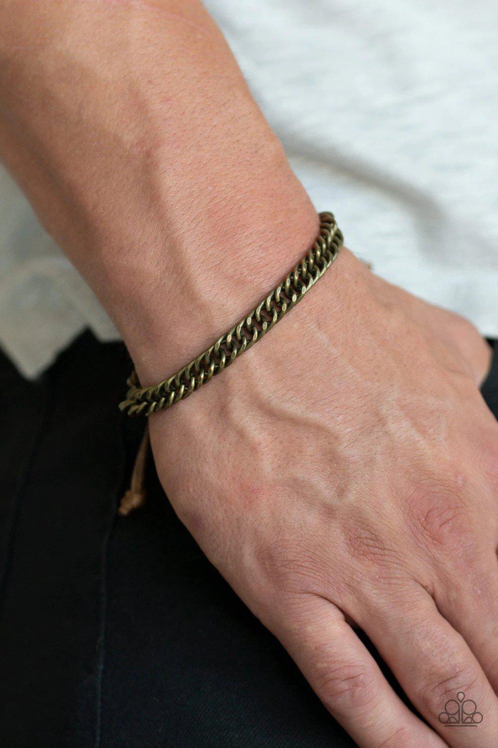 AWOL Brass Bracelet - Paparazzi Accessories- on model - CarasShop.com - $5 Jewelry by Cara Jewels