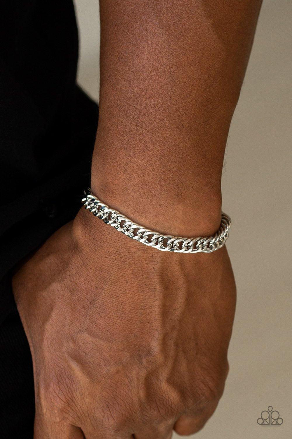 AWOL Men&#39;s Silver Chain Knot Bracelet - Paparazzi Accessories-CarasShop.com - $5 Jewelry by Cara Jewels
