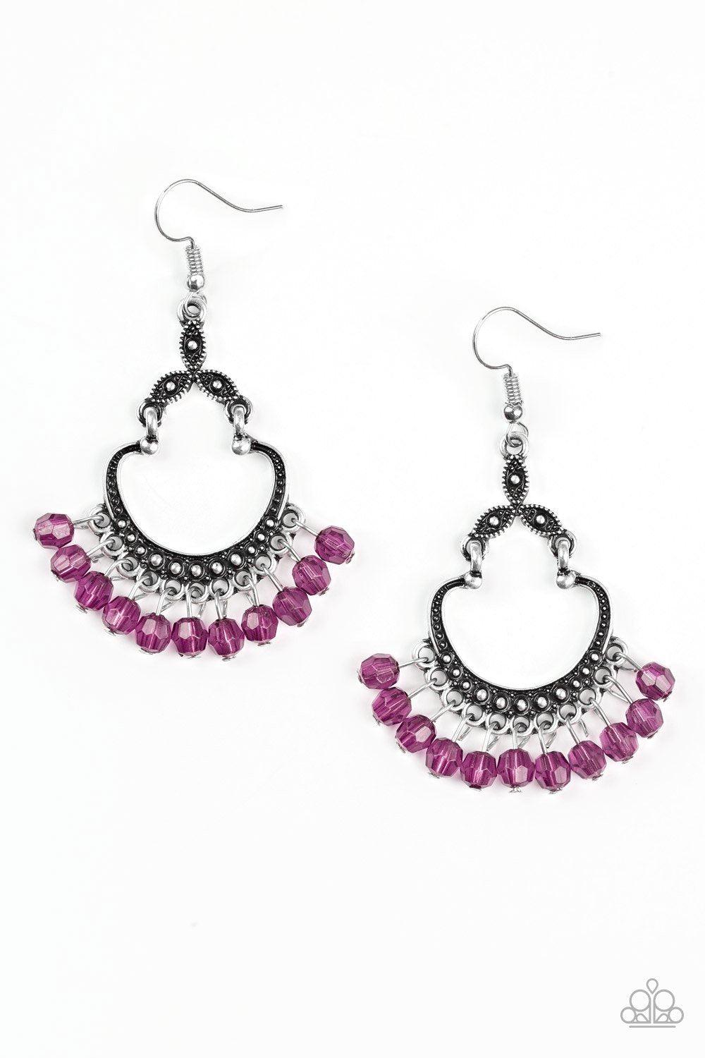 Babe Alert Purple Earrings - Paparazzi Accessories - lightbox -CarasShop.com - $5 Jewelry by Cara Jewels