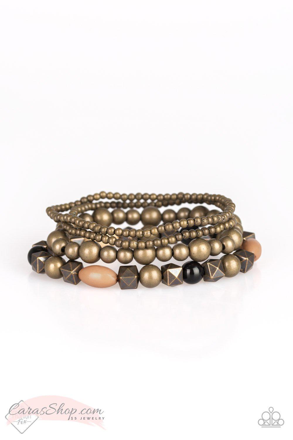 Babe-alicious Brass Stretch Bracelet Set - Paparazzi Accessories-CarasShop.com - $5 Jewelry by Cara Jewels