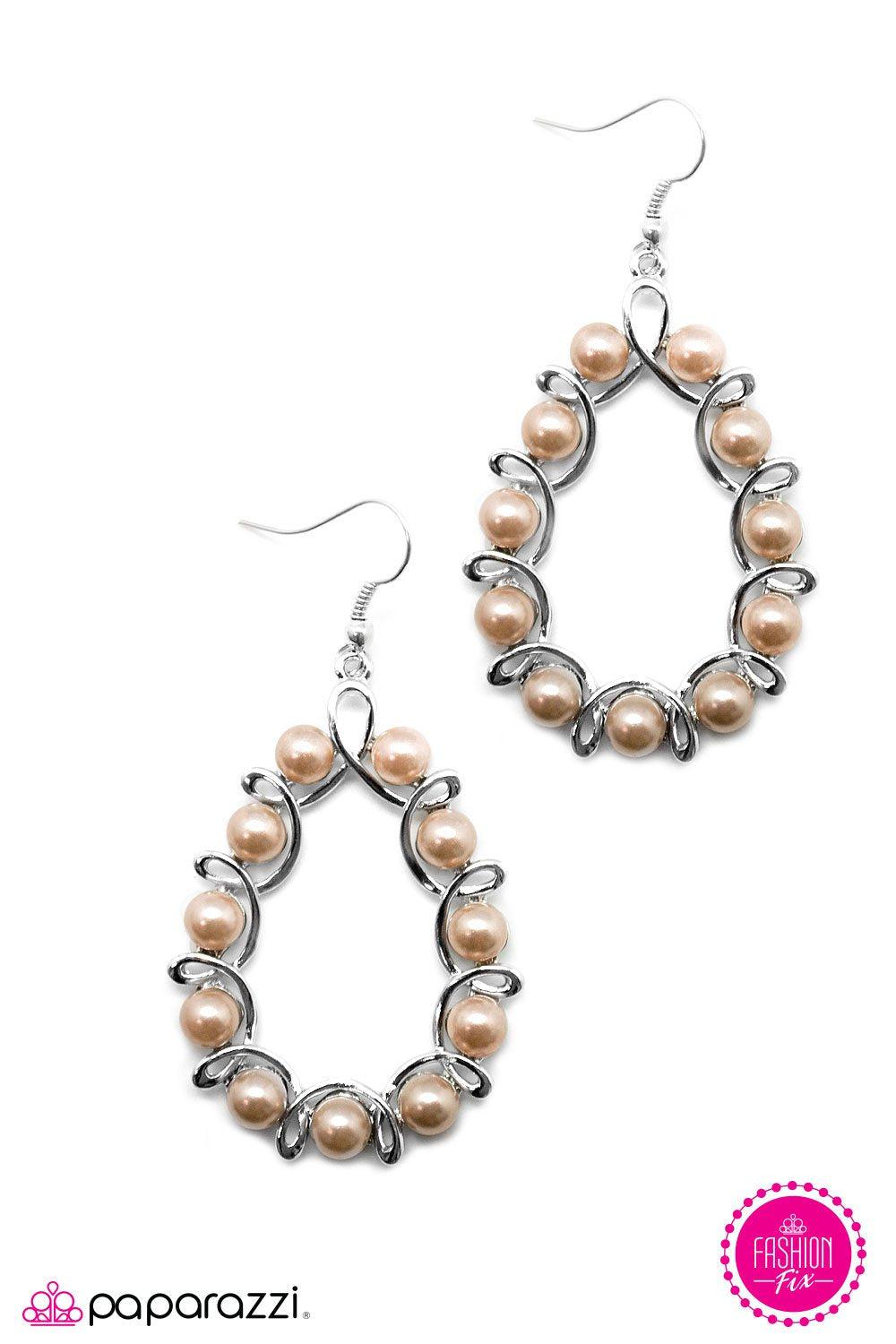Back To You Brown Pearl Earrings - Paparazzi Accessories-CarasShop.com - $5 Jewelry by Cara Jewels