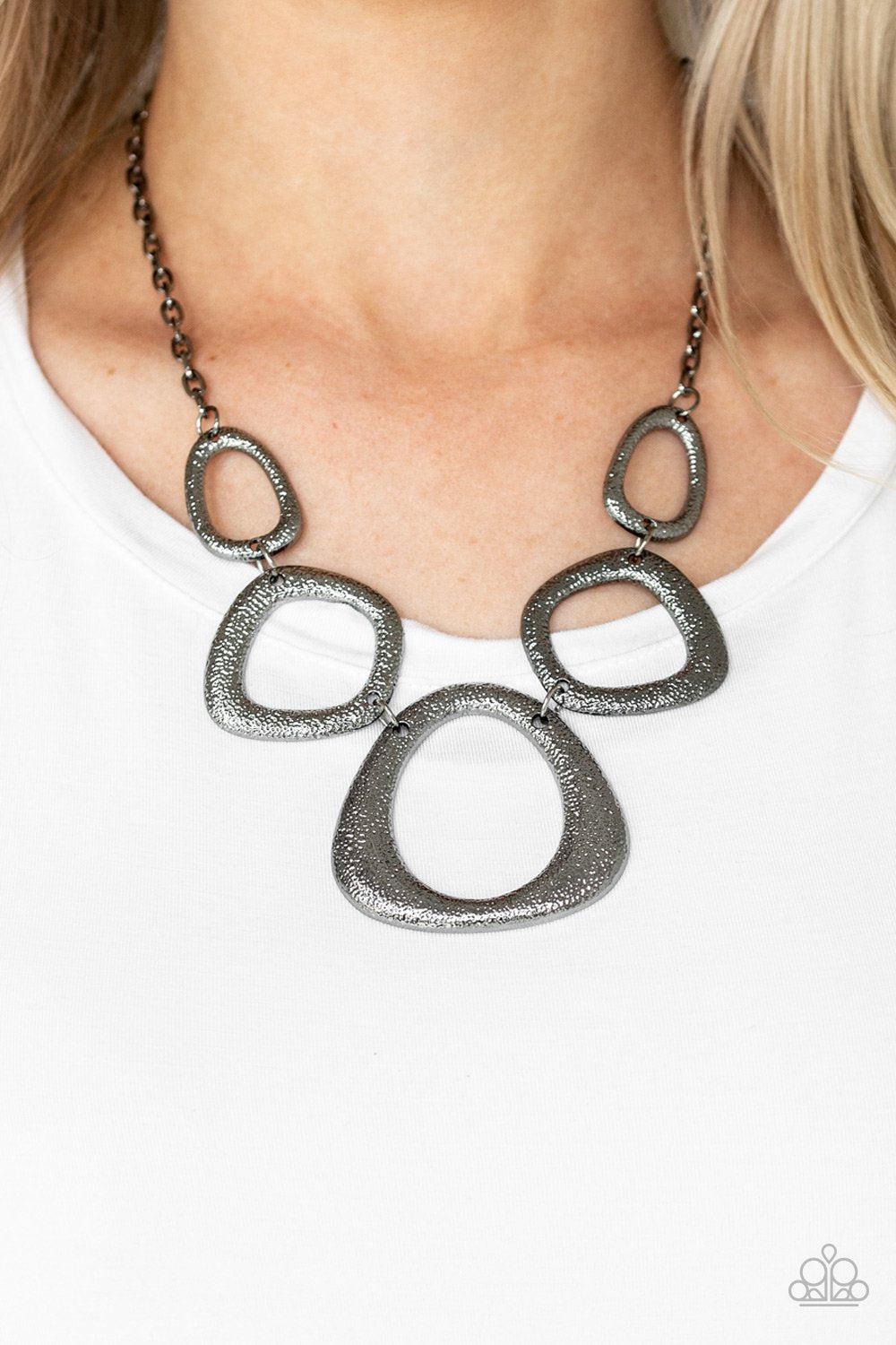 Backstreet Bandit Black Gunmetal Necklace - Paparazzi Accessories-CarasShop.com - $5 Jewelry by Cara Jewels
