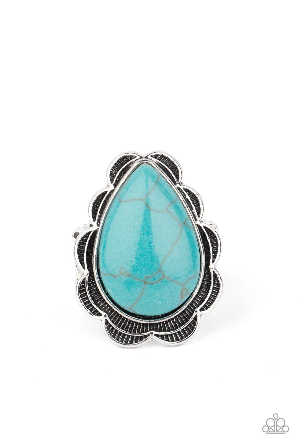 BADLANDS Romance Turquoise Blue Stone Ring - Paparazzi Accessories- lightbox - CarasShop.com - $5 Jewelry by Cara Jewels