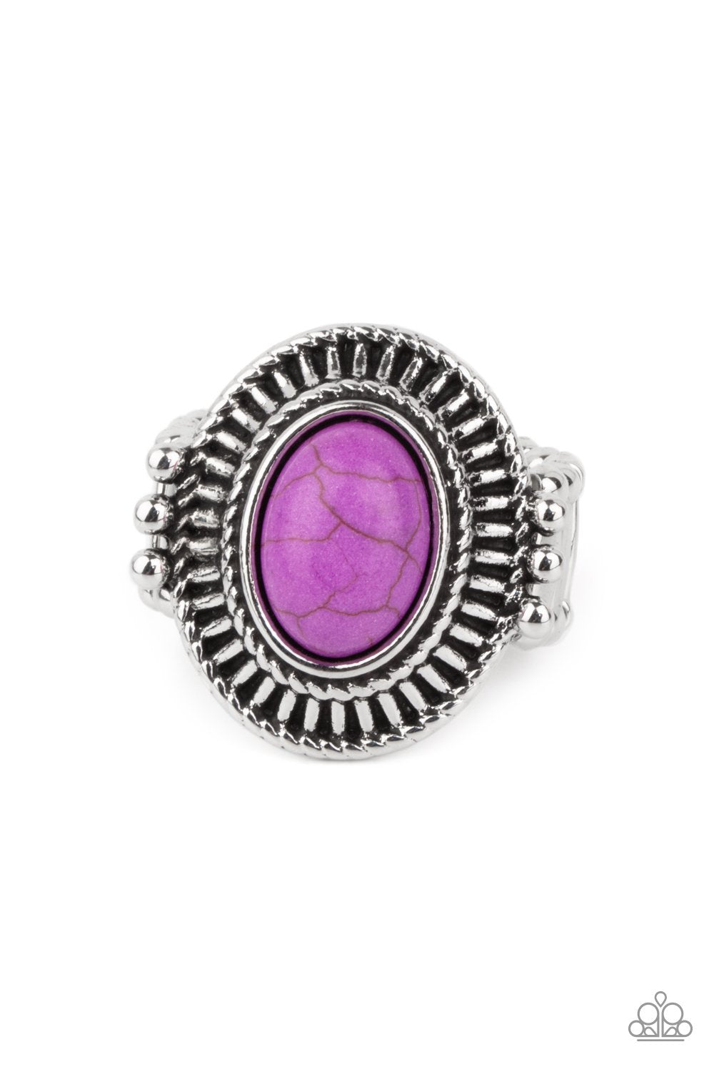 BADLANDS To The Bone Purple Stone Ring - Paparazzi Accessories- lightbox - CarasShop.com - $5 Jewelry by Cara Jewels