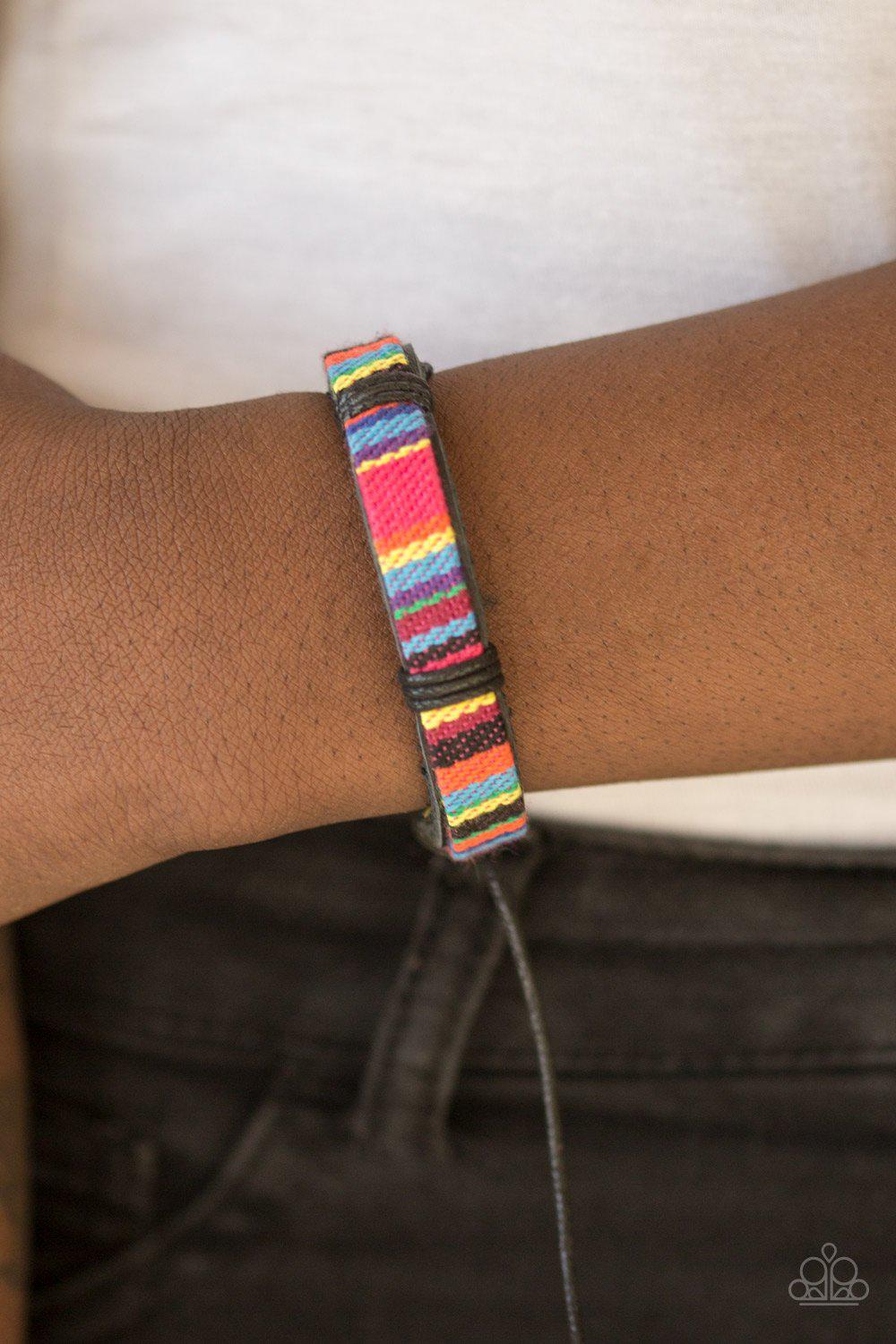 Base Camp Multi-color Leather Urban Knot Bracelet - Paparazzi Accessories - model -CarasShop.com - $5 Jewelry by Cara Jewels