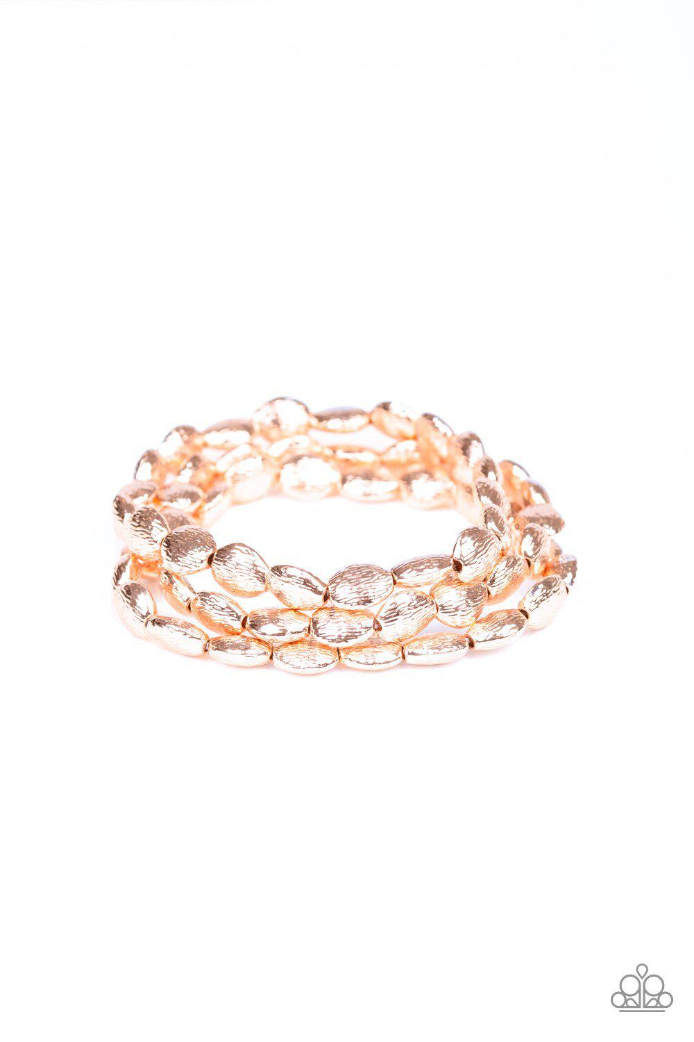 Basic Bliss Rose Gold Bracelet Set - Paparazzi Accessories- lightbox - CarasShop.com - $5 Jewelry by Cara Jewels