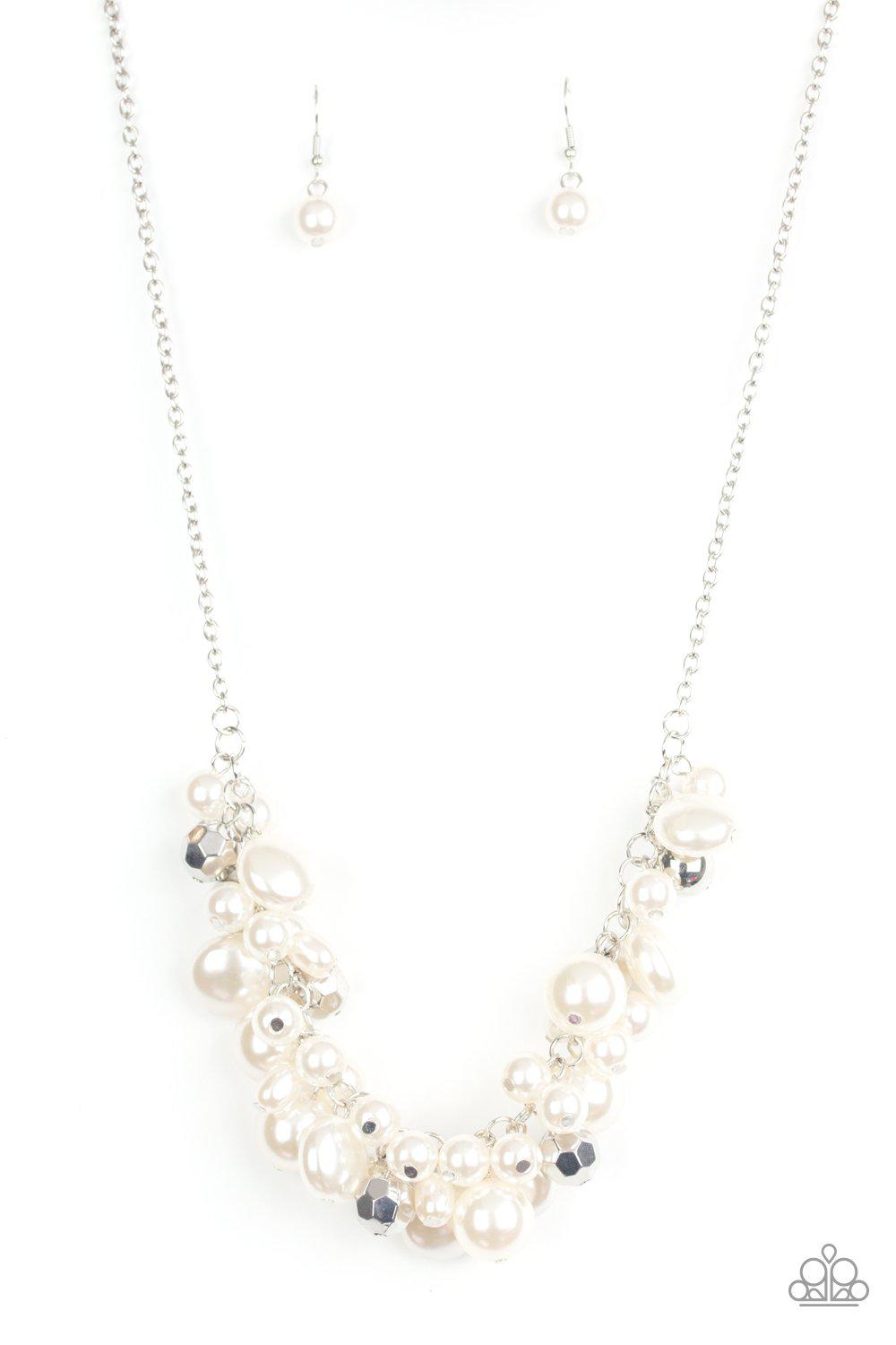 Battle of the Bombshells White Pearl Necklace - Paparazzi Accessories - lightbox -CarasShop.com - $5 Jewelry by Cara Jewels