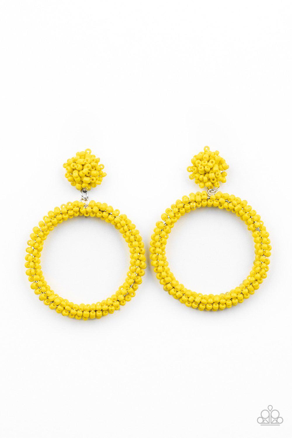 Be All You Can BEAD Yellow Seed Bead Earrings - Paparazzi Accessories- lightbox - CarasShop.com - $5 Jewelry by Cara Jewels