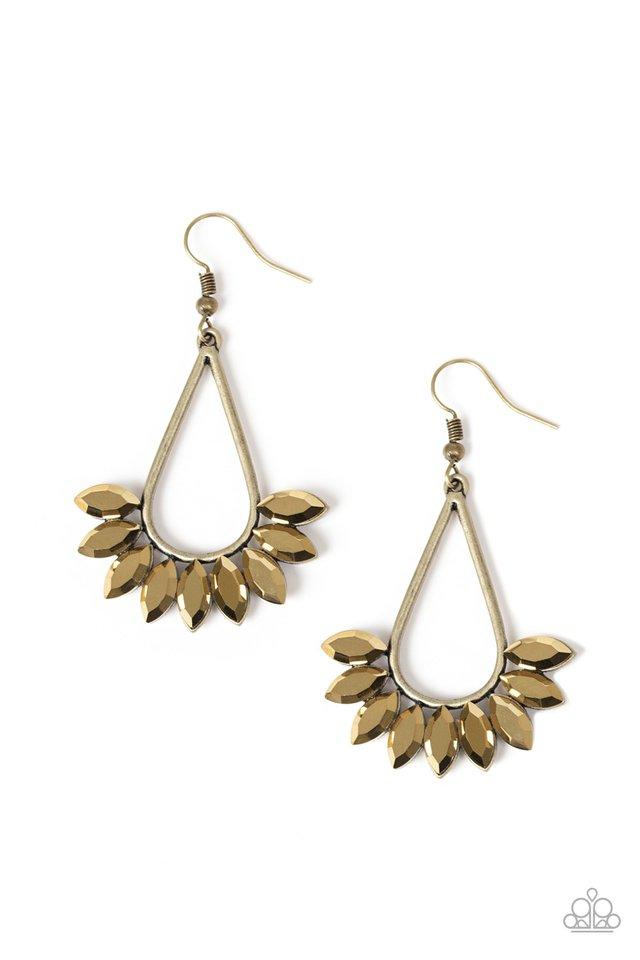 Be On Guard Brass Earrings - Paparazzi Accessories - lightbox -CarasShop.com - $5 Jewelry by Cara Jewels