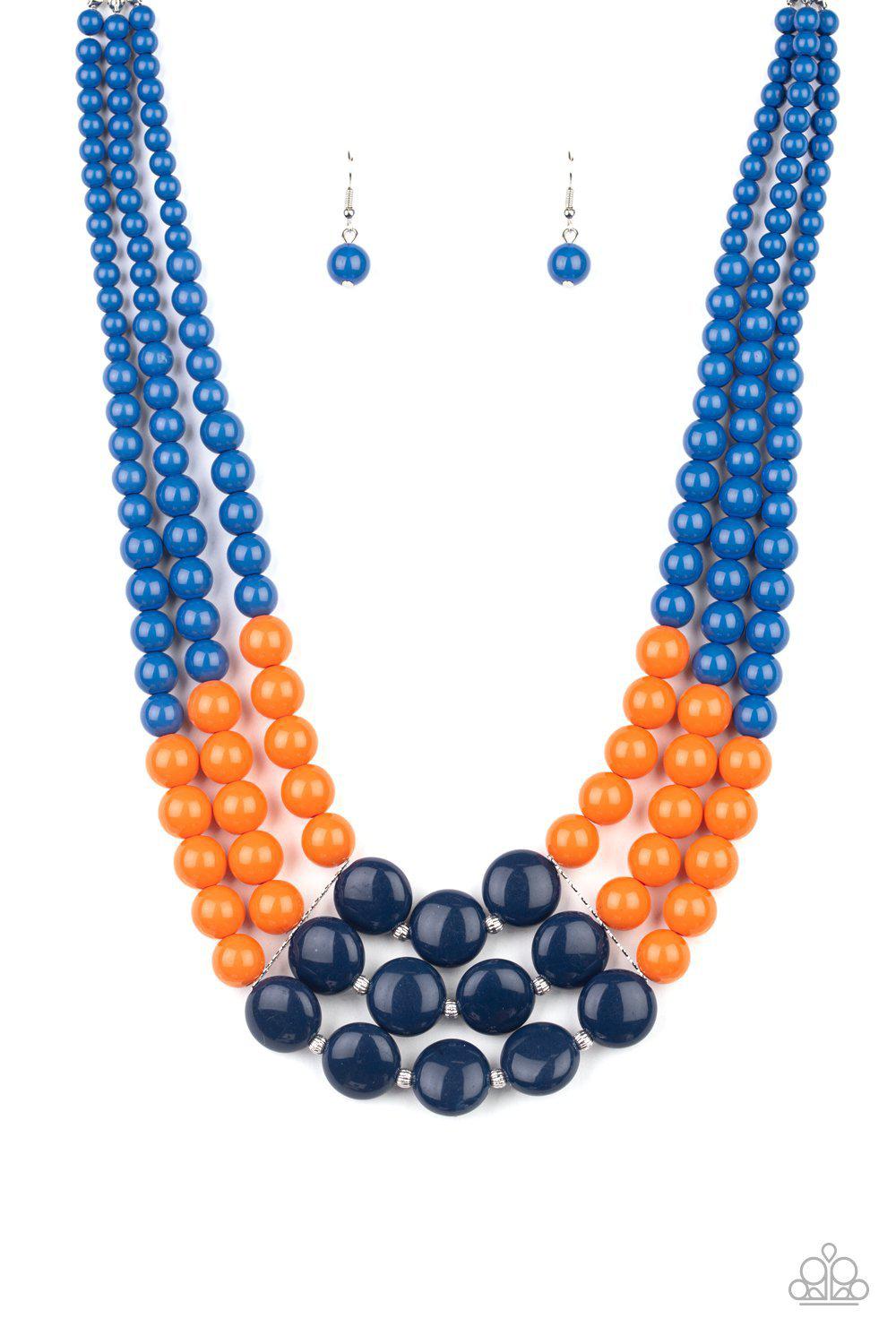 Beach Bauble Blue and Orange Necklace - Paparazzi Accessories - lightbox -CarasShop.com - $5 Jewelry by Cara Jewels
