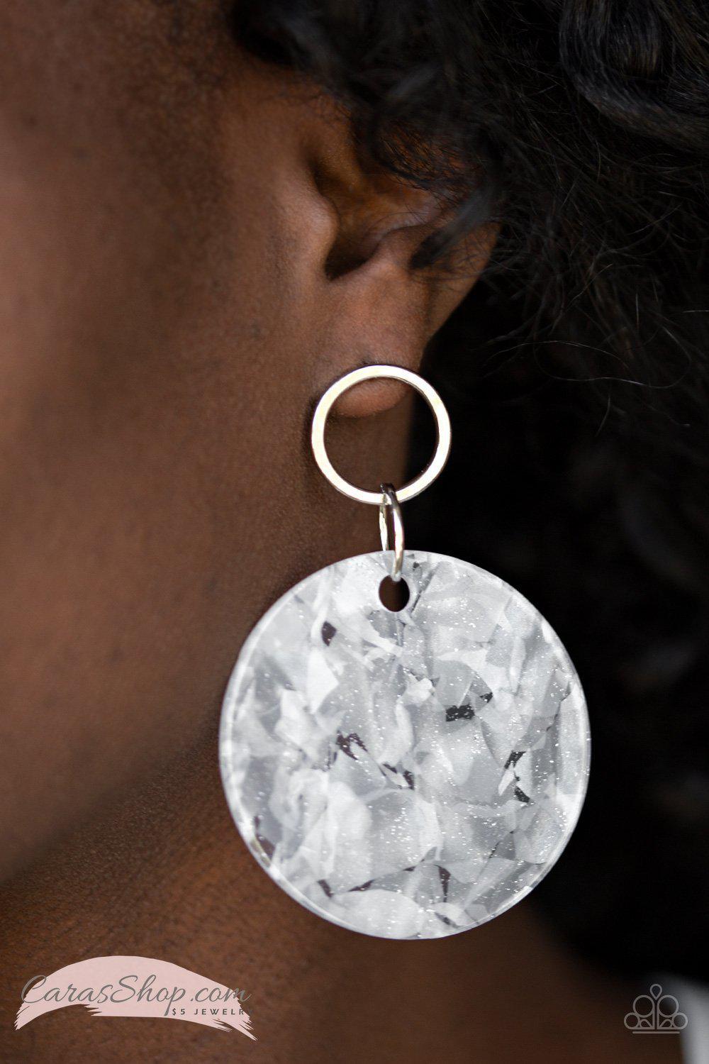 Beach Bliss White Acrylic Post Earrings - Paparazzi Accessories-CarasShop.com - $5 Jewelry by Cara Jewels
