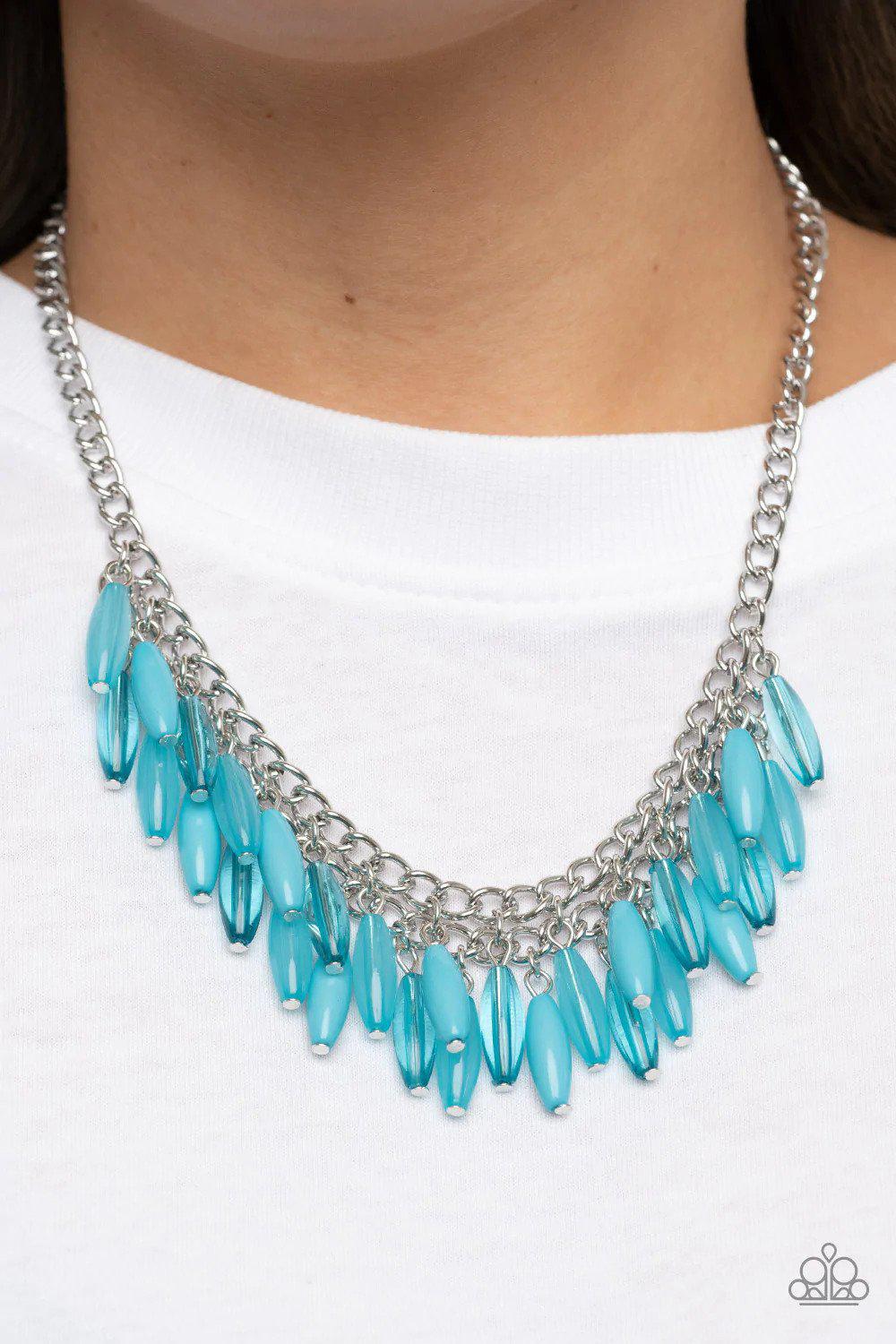 Beach House Hustle Blue Necklace - Paparazzi Accessories- on model - CarasShop.com - $5 Jewelry by Cara Jewels
