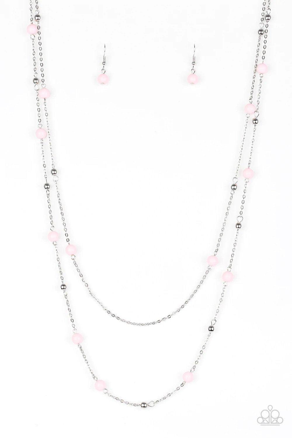 Beach Party Pageant Pink Necklace - Paparazzi Accessories- lightbox - CarasShop.com - $5 Jewelry by Cara Jewels