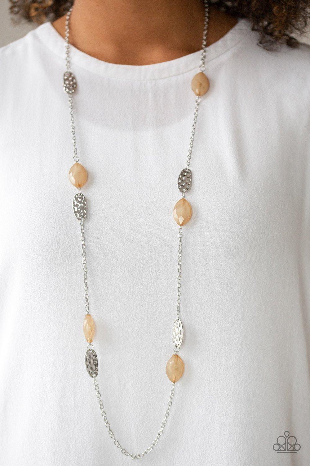 Beachfront Beauty Brown Necklace - Paparazzi Accessories-CarasShop.com - $5 Jewelry by Cara Jewels