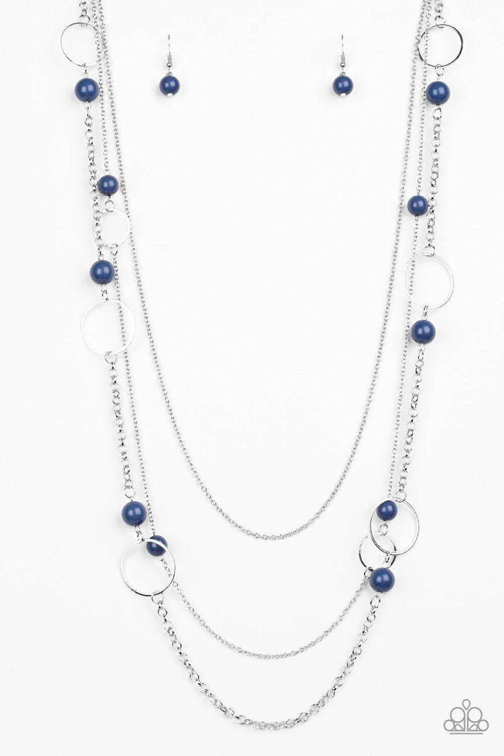 Beachside Babe Blue and Silver Necklace - Paparazzi Accessories - lightbox -CarasShop.com - $5 Jewelry by Cara Jewels