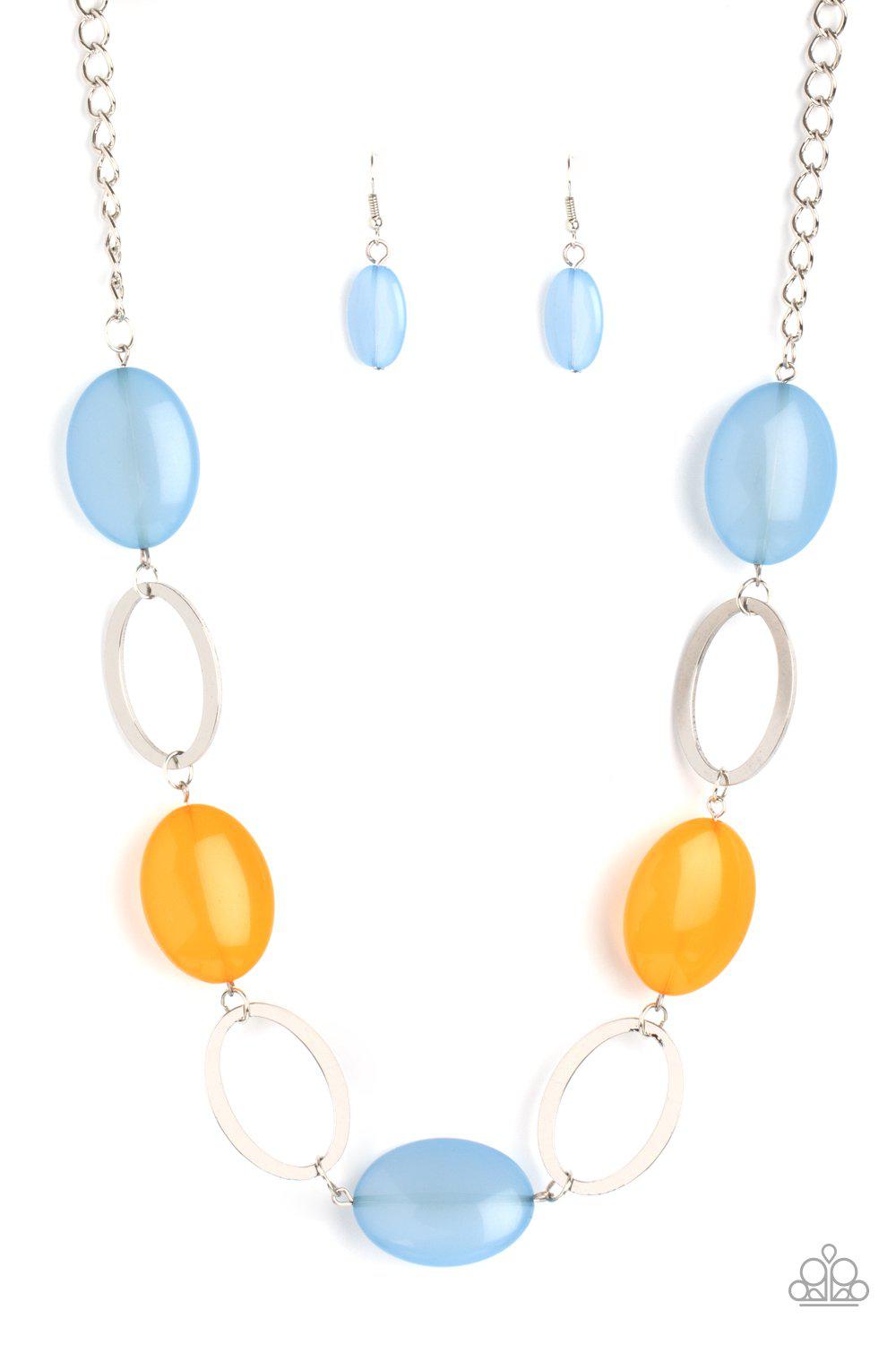 Beachside Boardwalk Multi-color Blue and Orange Necklace - Paparazzi Accessories- lightbox - CarasShop.com - $5 Jewelry by Cara Jewels