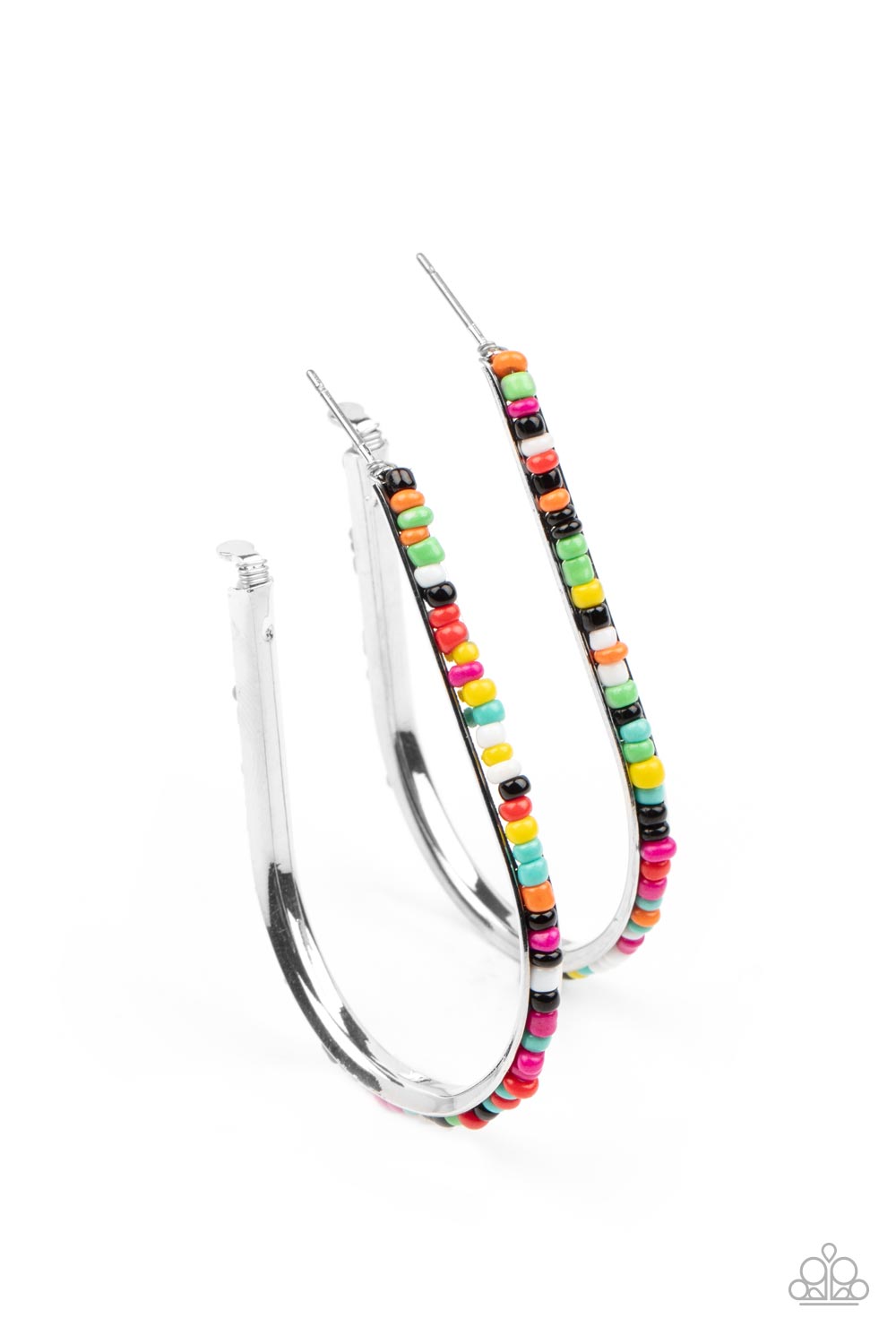 Beaded Bauble Multi Seed Bead Hoop Earrings - Paparazzi Accessories- lightbox - CarasShop.com - $5 Jewelry by Cara Jewels