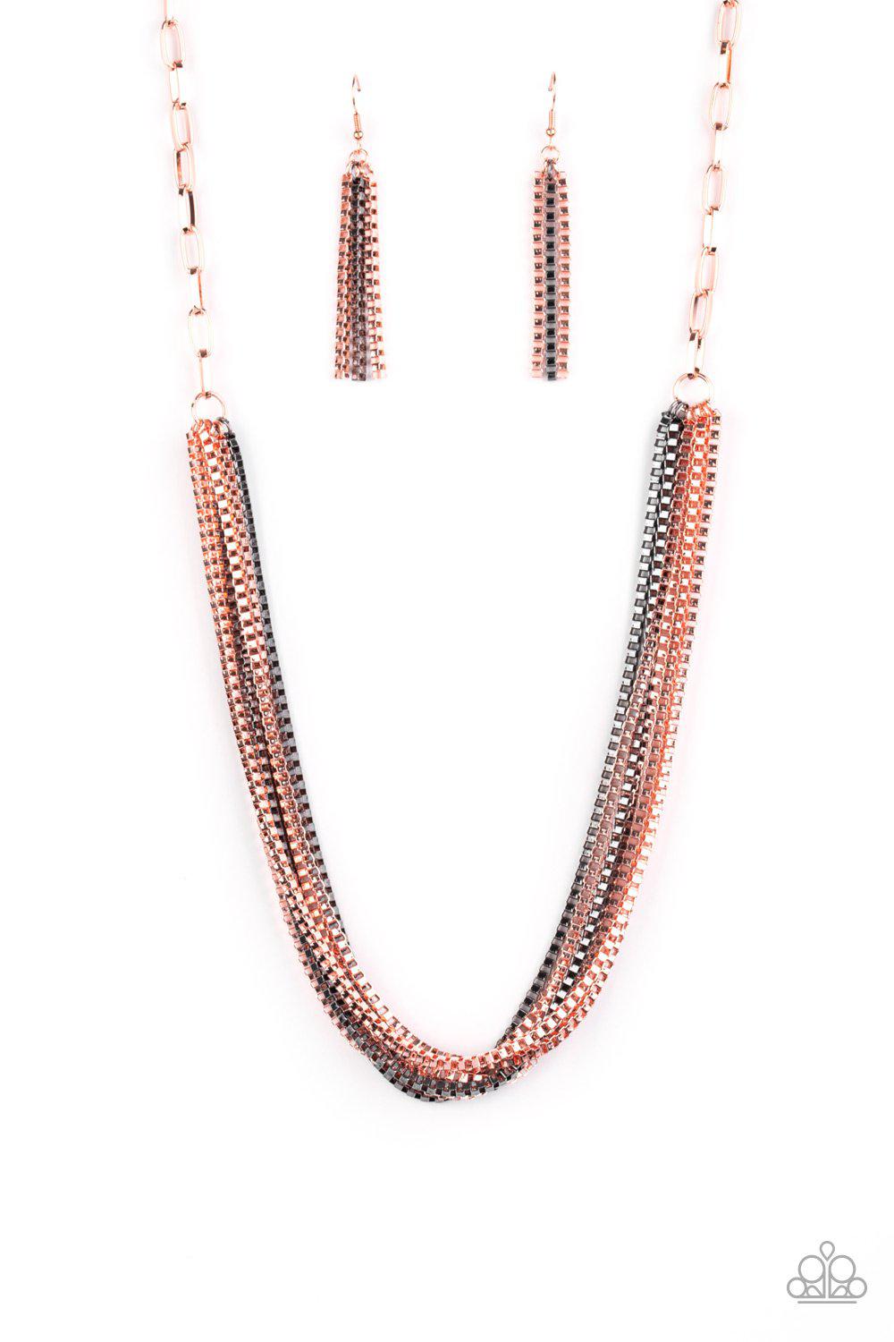 Beat Box Queen Copper and Gunmetal Necklace - Paparazzi Accessories - lightbox -CarasShop.com - $5 Jewelry by Cara Jewels