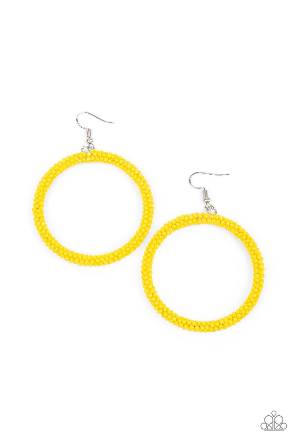 Beauty and the BEACH Yellow Seed Bead Earrings - Paparazzi Accessories- lightbox - CarasShop.com - $5 Jewelry by Cara Jewels