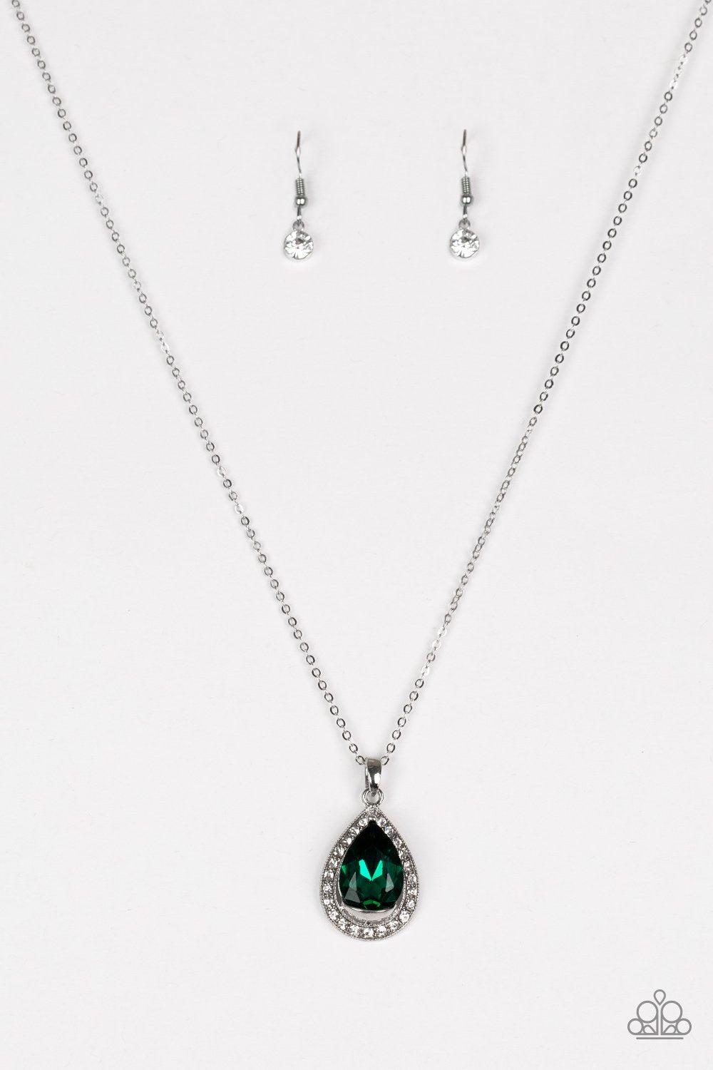 Because I&#39;m Queen Emerald Green Teardrop Necklace - Paparazzi Accessories-CarasShop.com - $5 Jewelry by Cara Jewels